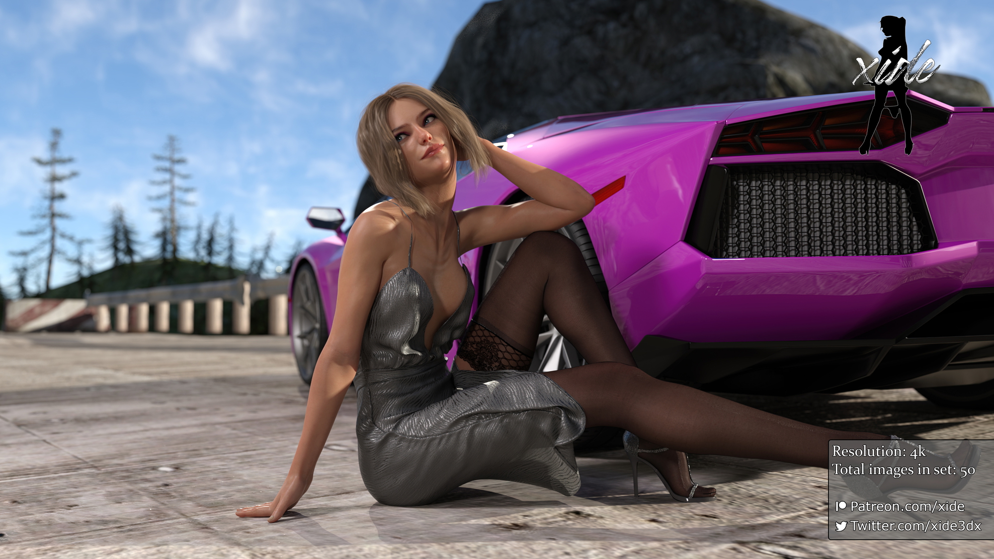 Evelynn - Roadside  Stockings Car Blonde 3