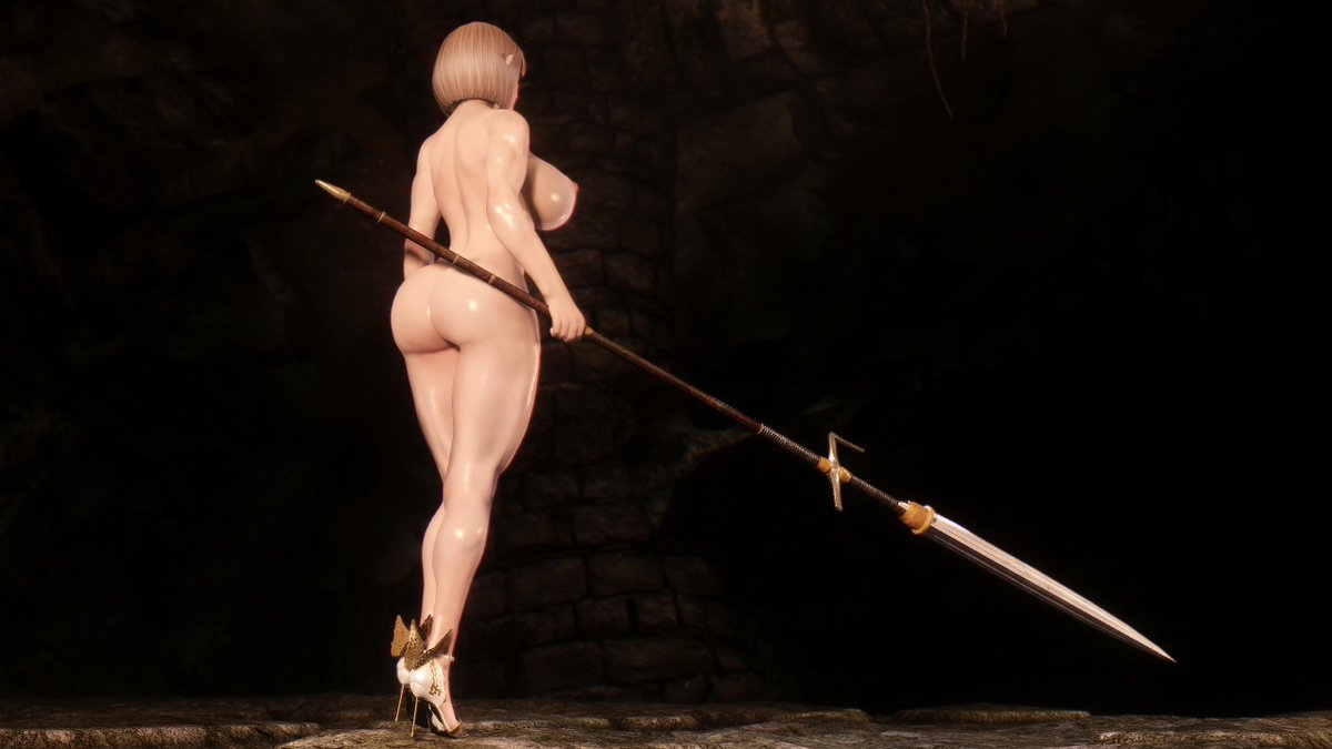 Minimalistic Warrior Skyarsenic pixiv Down to the most basics Modded Skyrim NSFW Skyrim Nsfw Warrior 4