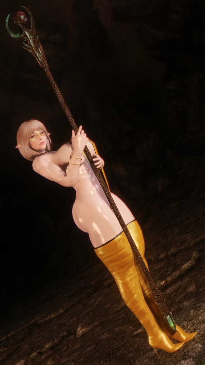 Golden Mage Skyarsenic Pixiv Modded Skyrim NSFW  Fantasy Art Gaming