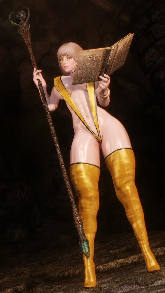 Golden Mage Skyarsenic Pixiv Modded Skyrim NSFW  Fantasy Art Gaming 2