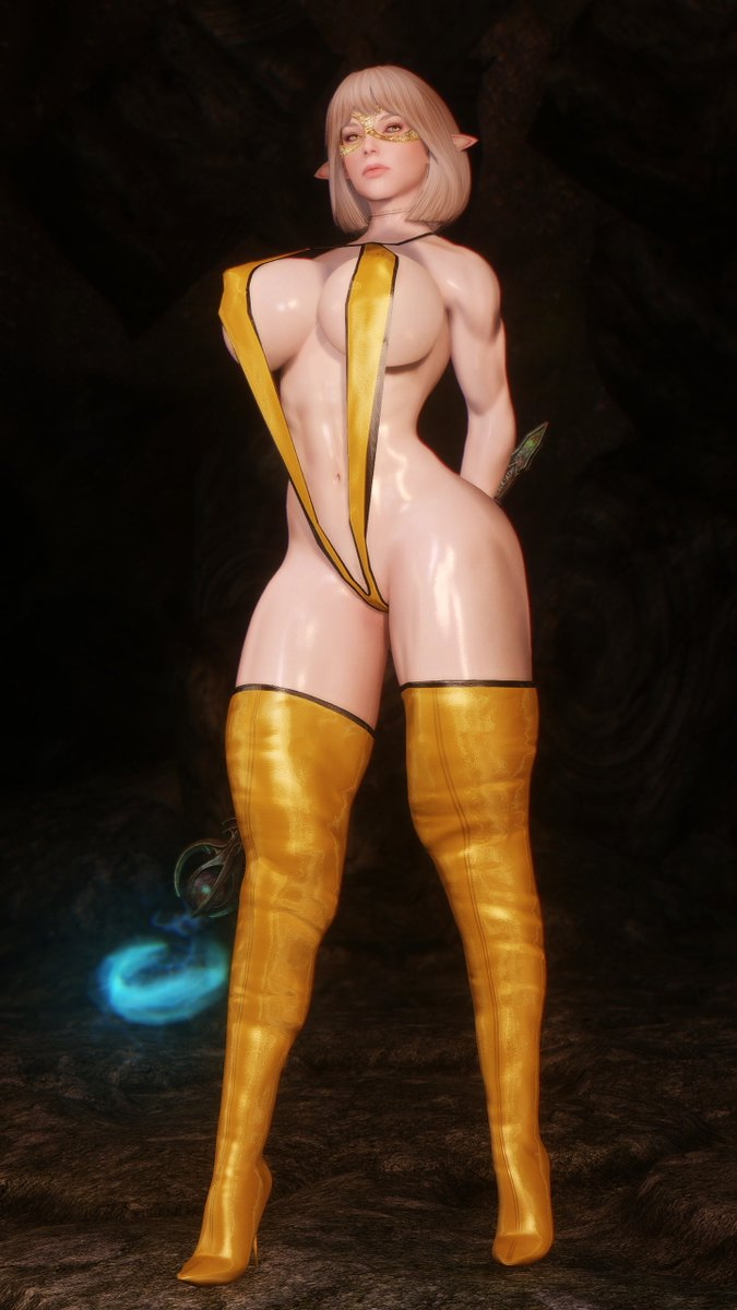 Golden Mage Skyarsenic Pixiv Modded Skyrim NSFW  Fantasy Art Gaming 3