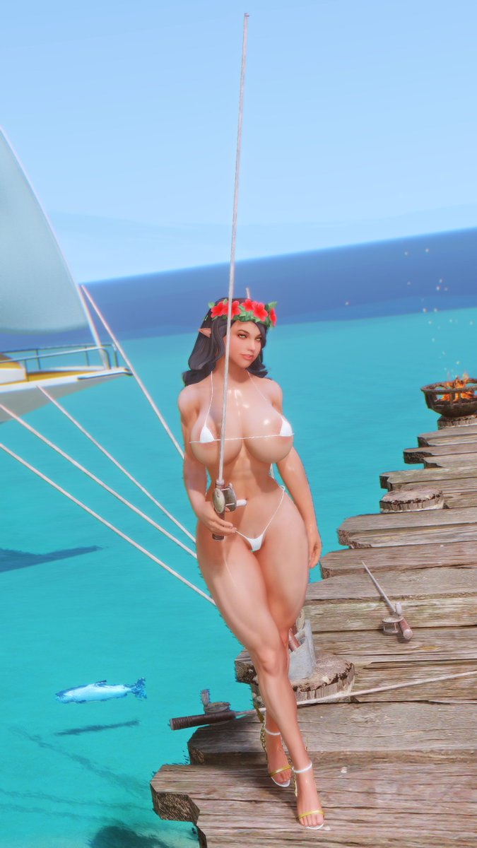 Elicia s Fishing Trip Skyarsenic Pixiv Skyrim Outfit Nsfw