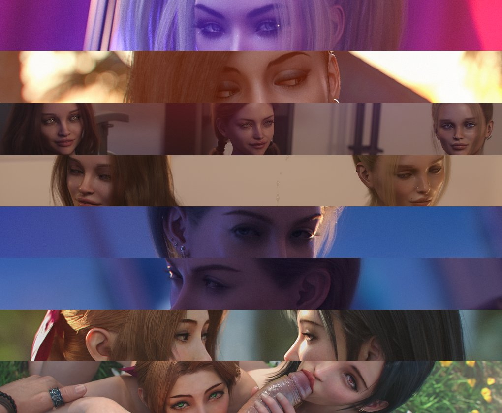 July 2023 Patreon Content Lily Judy Priscilla Melissa Aerith Gainsborough Tifa Waterfall Renders