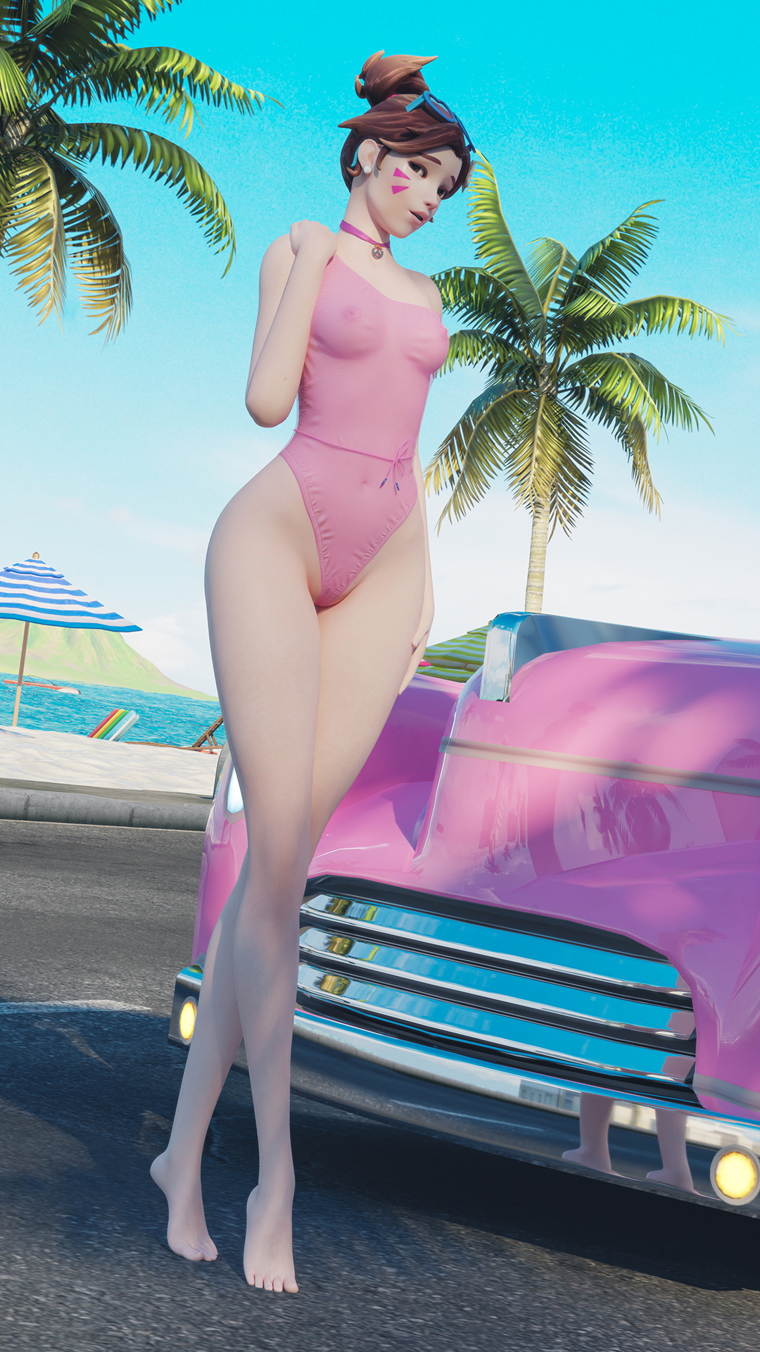 D.va Beach Scene Overwatch Dva (overwatch) 