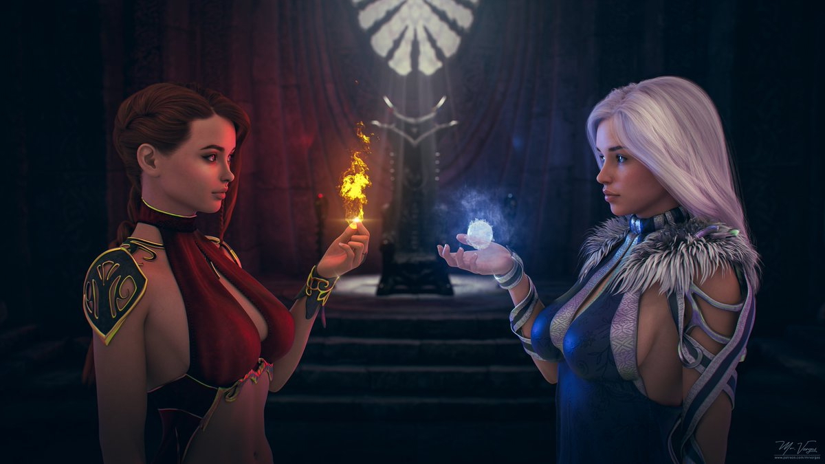 Fire and Ice Featuring Noelia and Sophie Sophie Fire Render