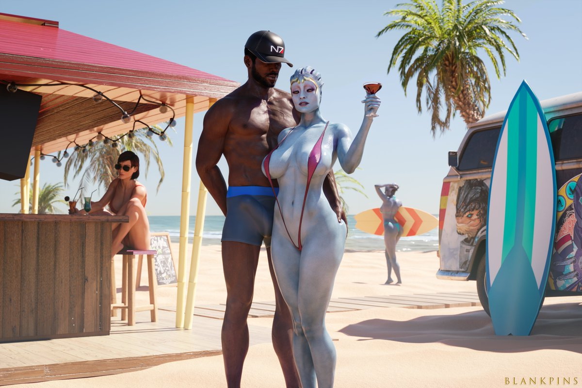 Shore Leave feat Samara by Realium3D 1ceDev_ hexencraft3d Commission MassEffect Samara Femshep Liara Samara Liara Femshep Game