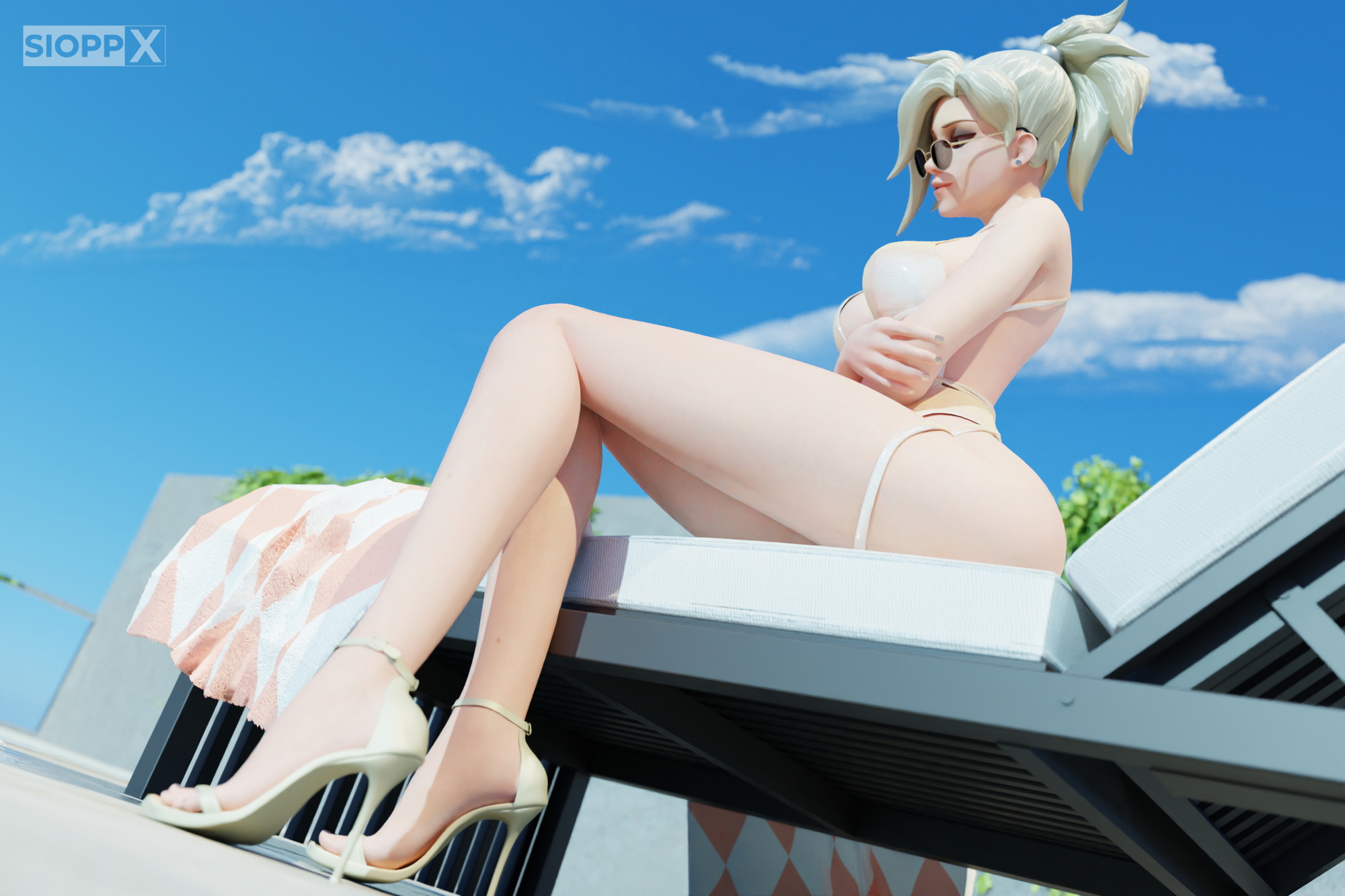 Mercy Swimsuit Photoshoot Overwatch Mercy Swimsuit Bikini 1girl 4