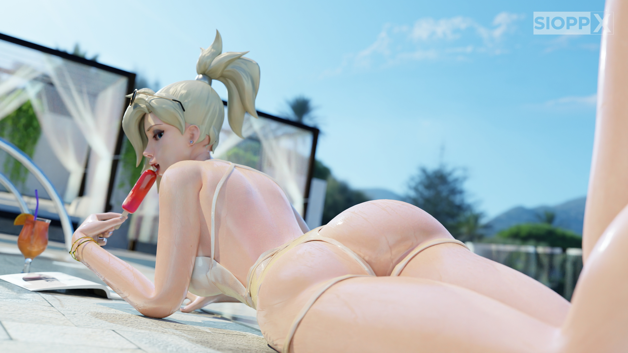 Mercy Swimsuit Photoshoot Overwatch Mercy Swimsuit Bikini 1girl 5