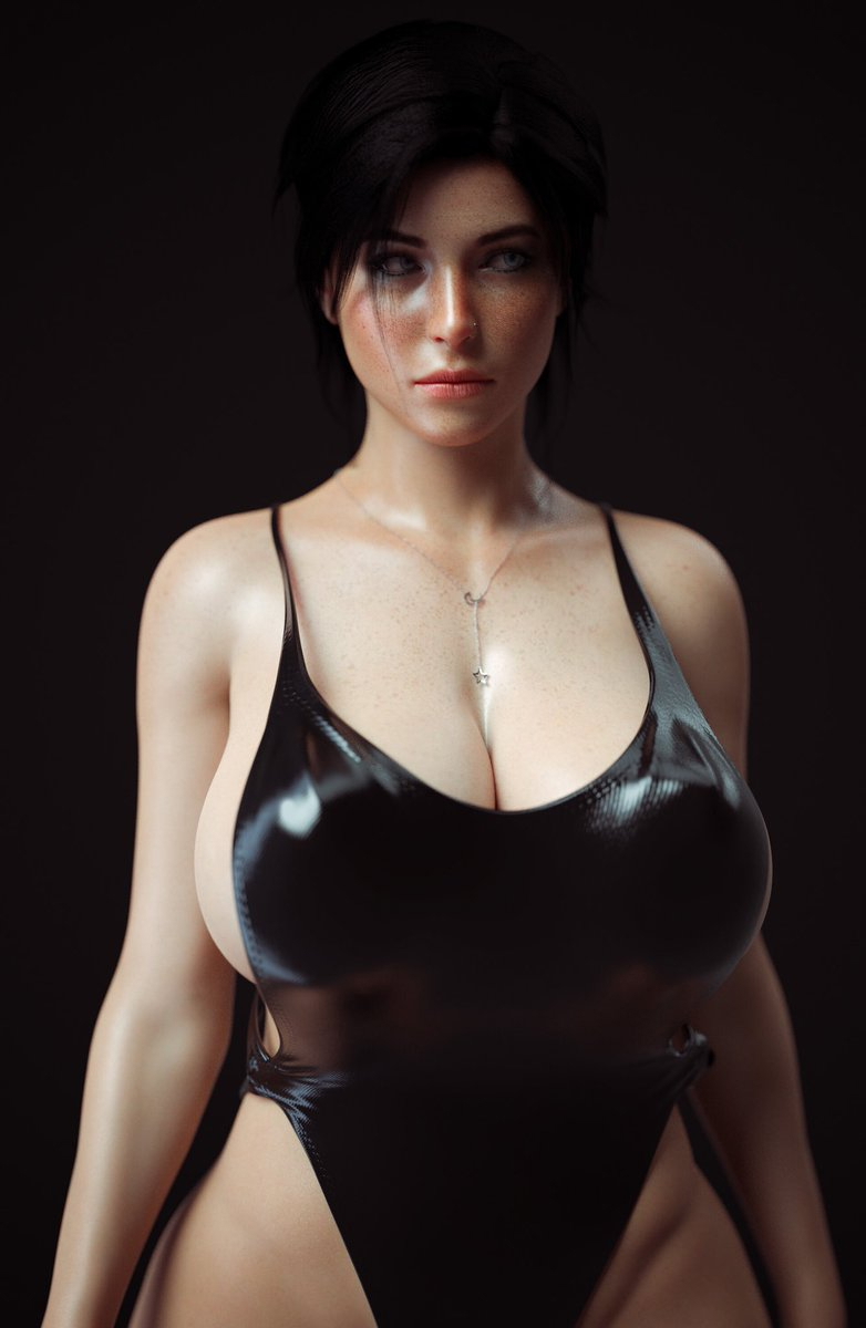 Pirate Flag Black Love  Female Girl Naked Sexy Hot Big Tits Big Breast Render Perfect Body