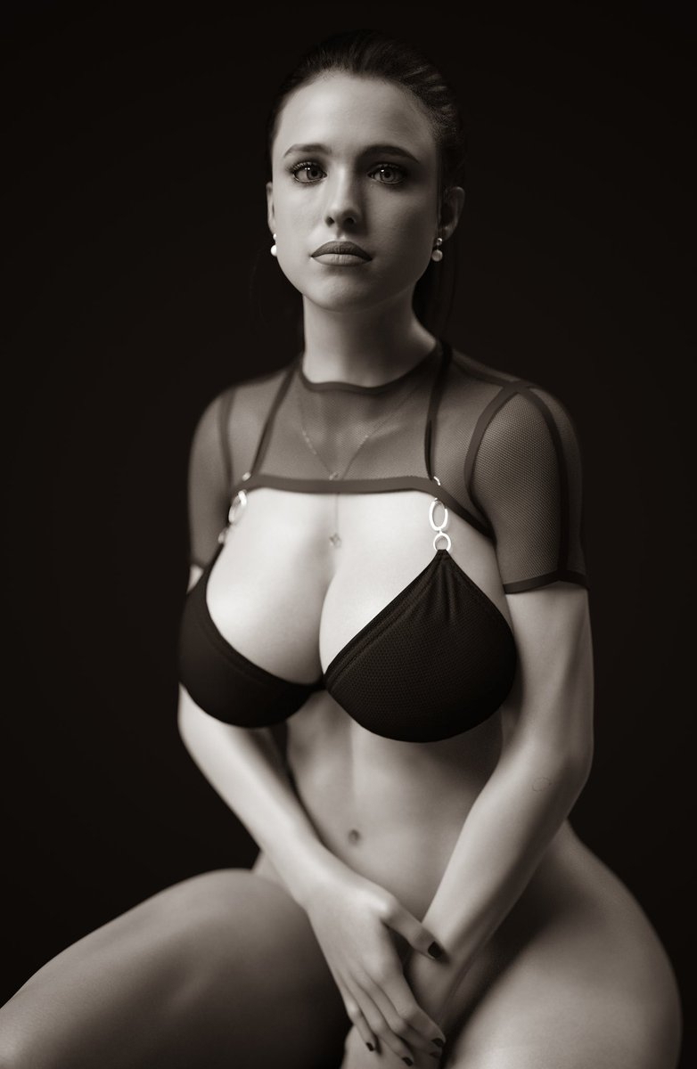 Black White Rose  Female Girl Naked Sexy Hot Big Tits Big Breast Render Perfect Body