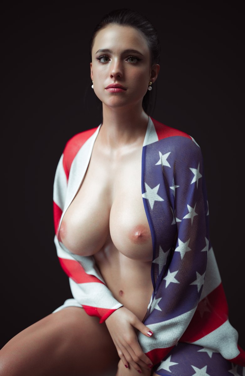 American Love  Female Girl Naked Sexy Hot Big Tits Big Breast Render Perfect Body