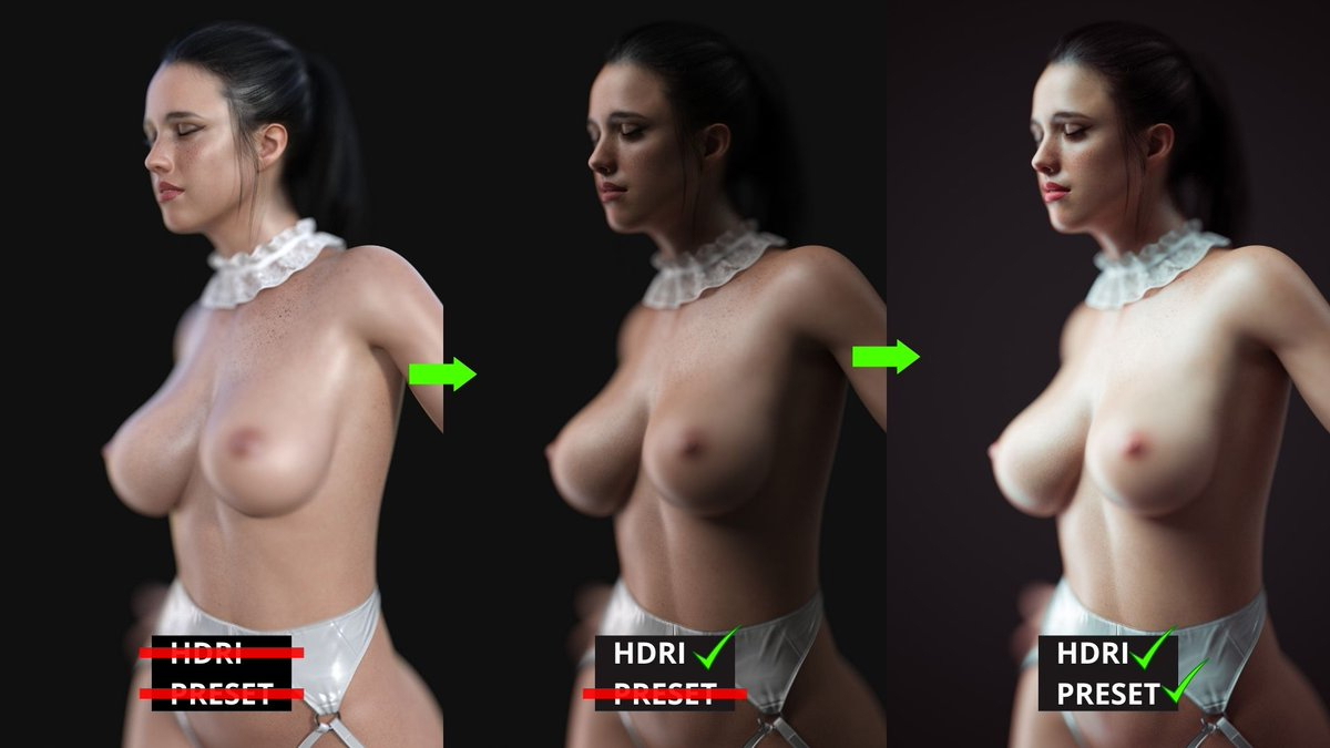 Daz Studio How to achieve best Daz3D quality  Female Girl Naked Sexy Hot Big Tits Big Breast Render Perfect Body