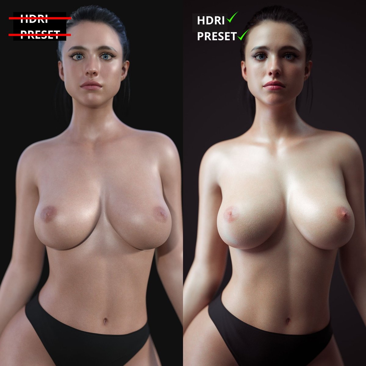 Daz Studio How to best daz3d quality  Female Girl Naked Sexy Hot Big Tits Big Breast Render Perfect Body