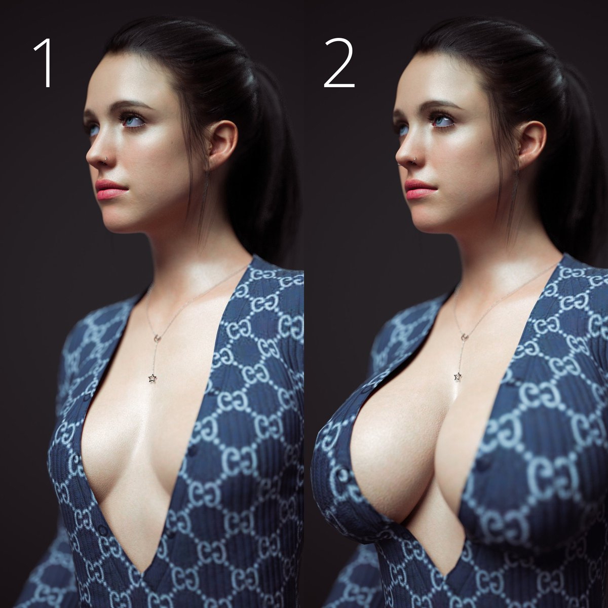 Is This a Question  Female Girl Naked Sexy Hot Big Tits Big Breast Render Perfect Body