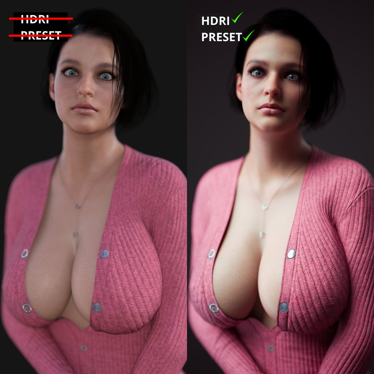 Enhance your DAZ 3D render quality with my products  Female Girl Naked Sexy Hot Big Tits Big Breast Render Perfect Body