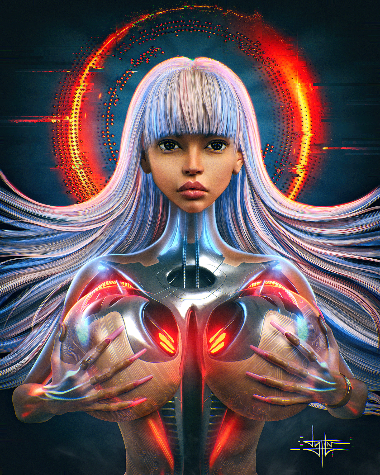 Cyber-Bimbo-Slut  Cyberpunk Big boobs Teen