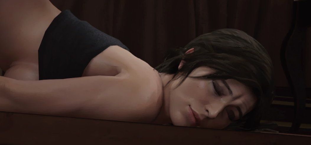 Lara sleeping on the floor  