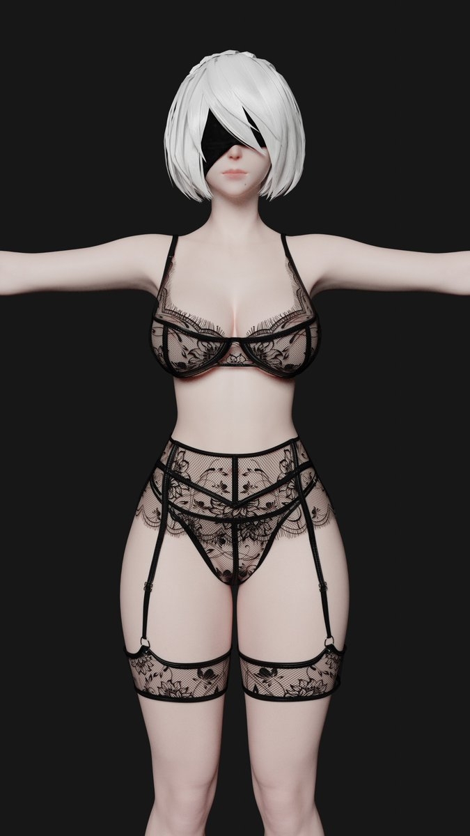 Commission 2B Lingerie outfit attach 2b Lingerie Outfit Model Character Gaming