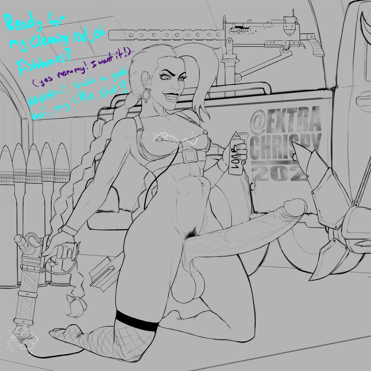 Jinx Performing Maintenance on Her Favorite Launcher  Fanart Nsfw