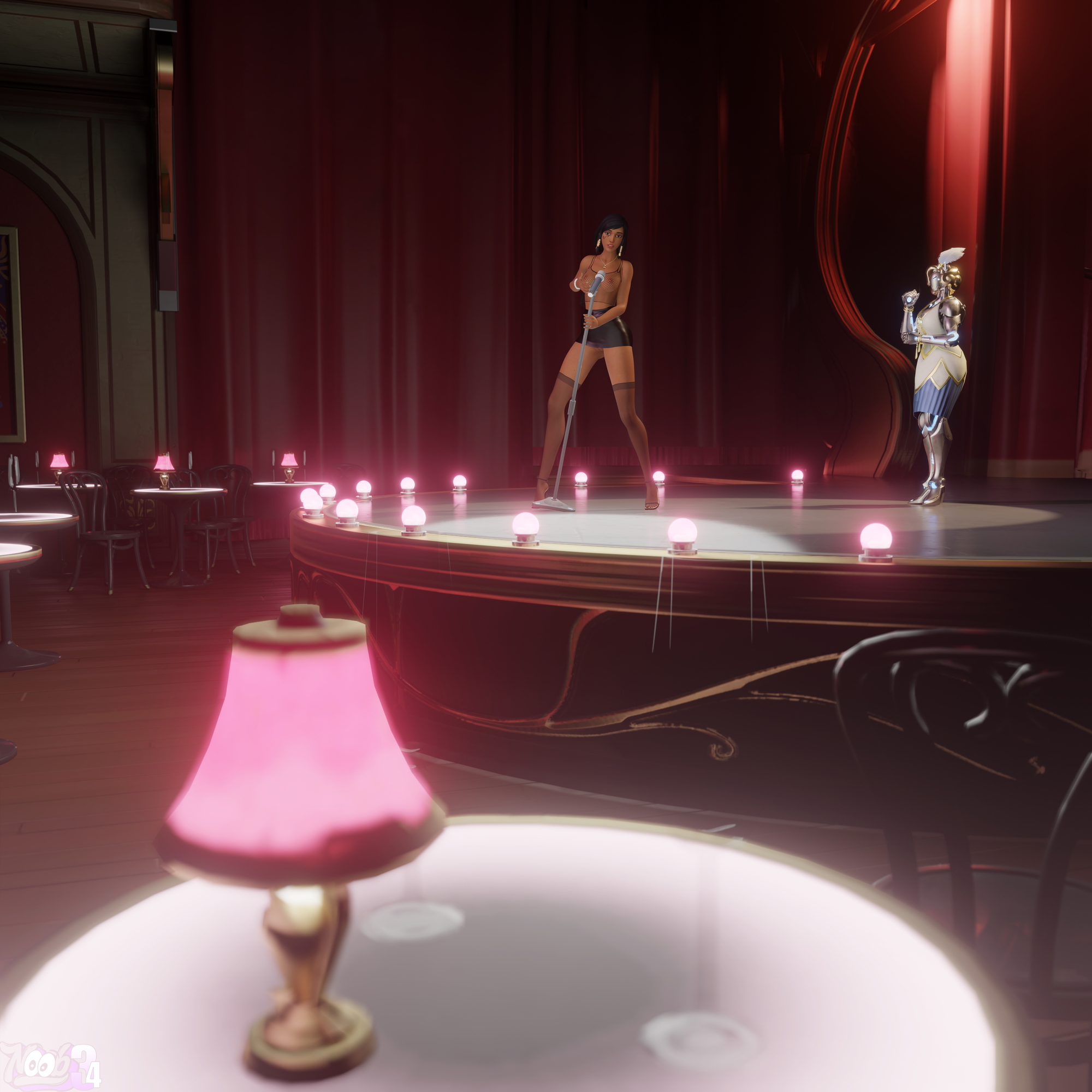 Pharah Singing Pharah Upskirt Leather High Heels Stockings 2