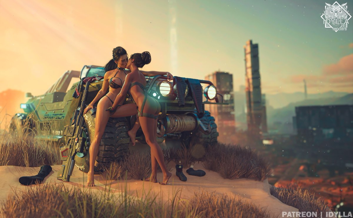 Panam and Sasha peeking into Night City  Cyberpunk