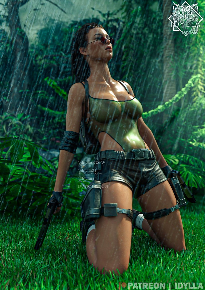 Good morning artwork commissions for Lara Croft model in 3D renderings  