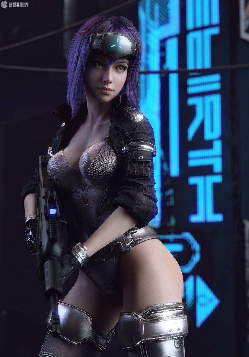 Motoko Kusanagi Ghost in the shell  Cyberpunk Anime Cyborg