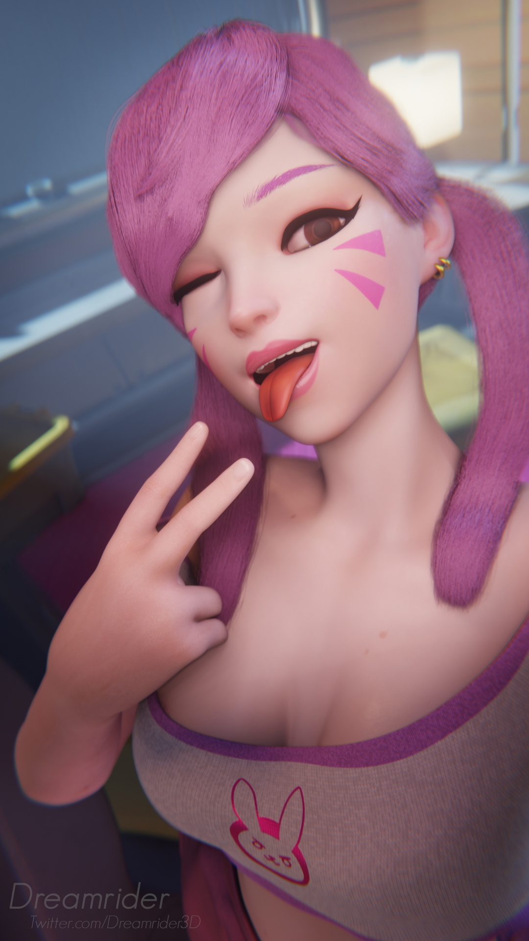 D.va's silly pose Dva (overwatch) Overwatch 3d Porn Teen Pose Dildo Small Boobs Pink Nipples Smile