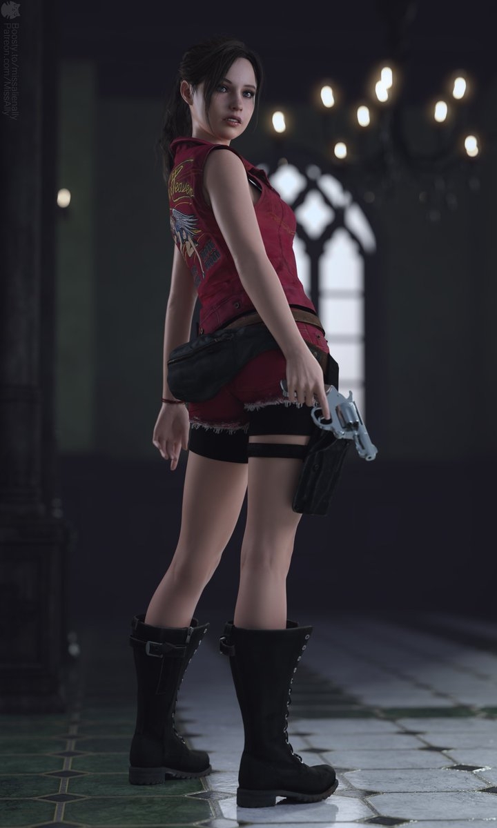 Claire Redfield Resident Evil 3D Art Biohazard Zombie Horror Heroine Gun