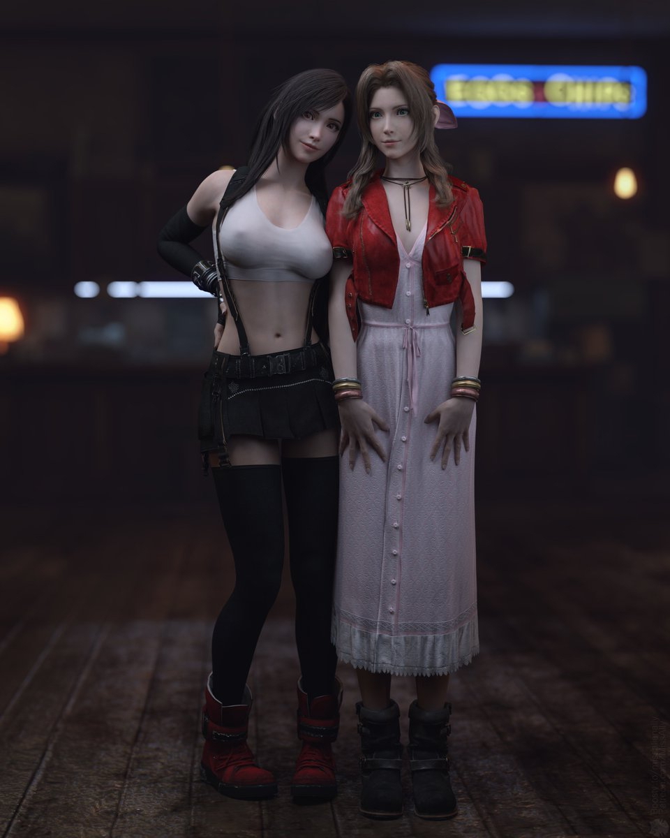 Tifa Lockhart and Aerith Gainsborough Final Fantasy Tifa Aerith Gainsborough Final Fantasy Game Art