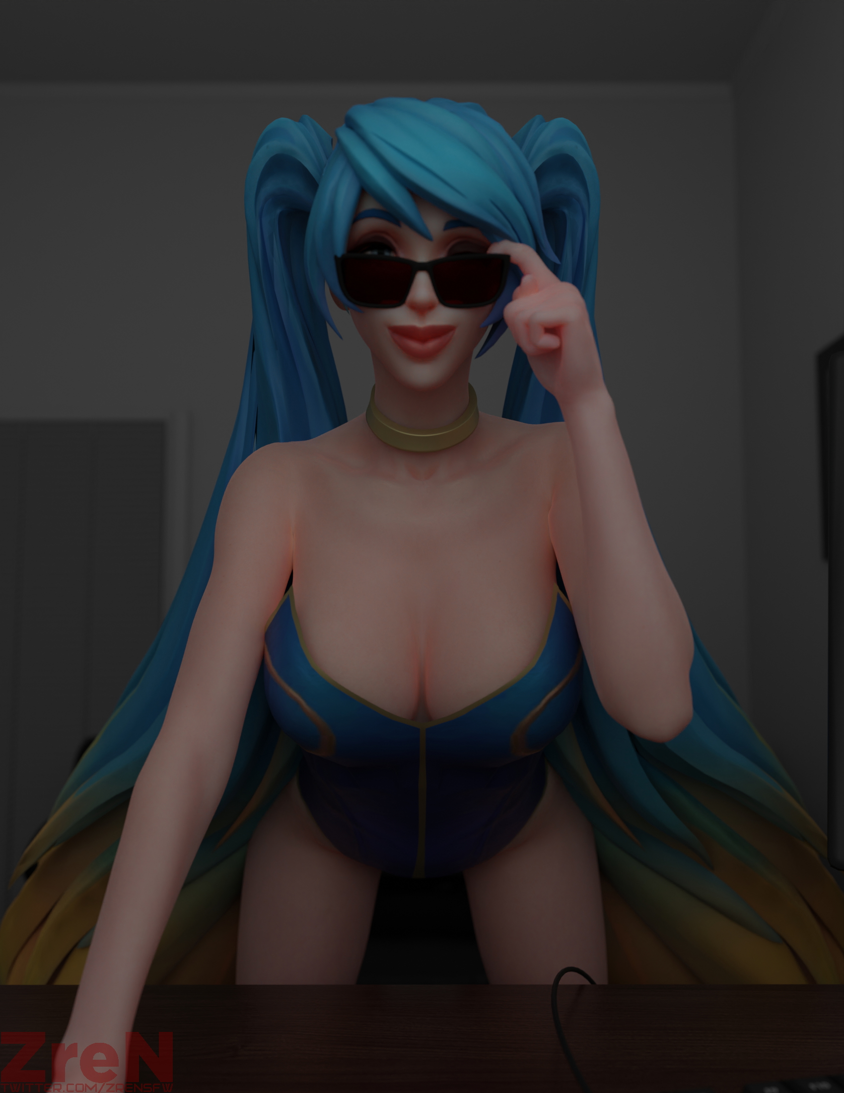 Sona s negotiation skills Sona Buvelle Sona League Of Legends Big Tits Big boobs Big Breasts Sunglasses Wink
