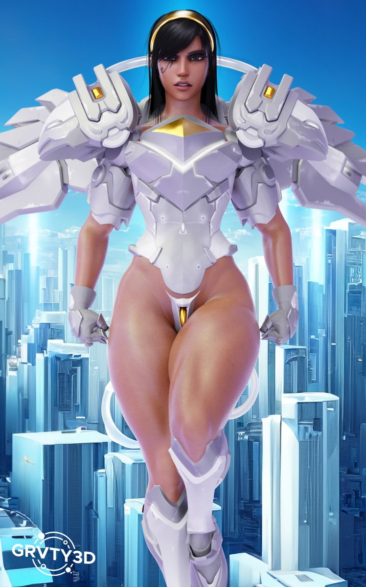 Pharah futuristic cyber battle angel of the sky v12235 Angel Pharah Cyber Sky