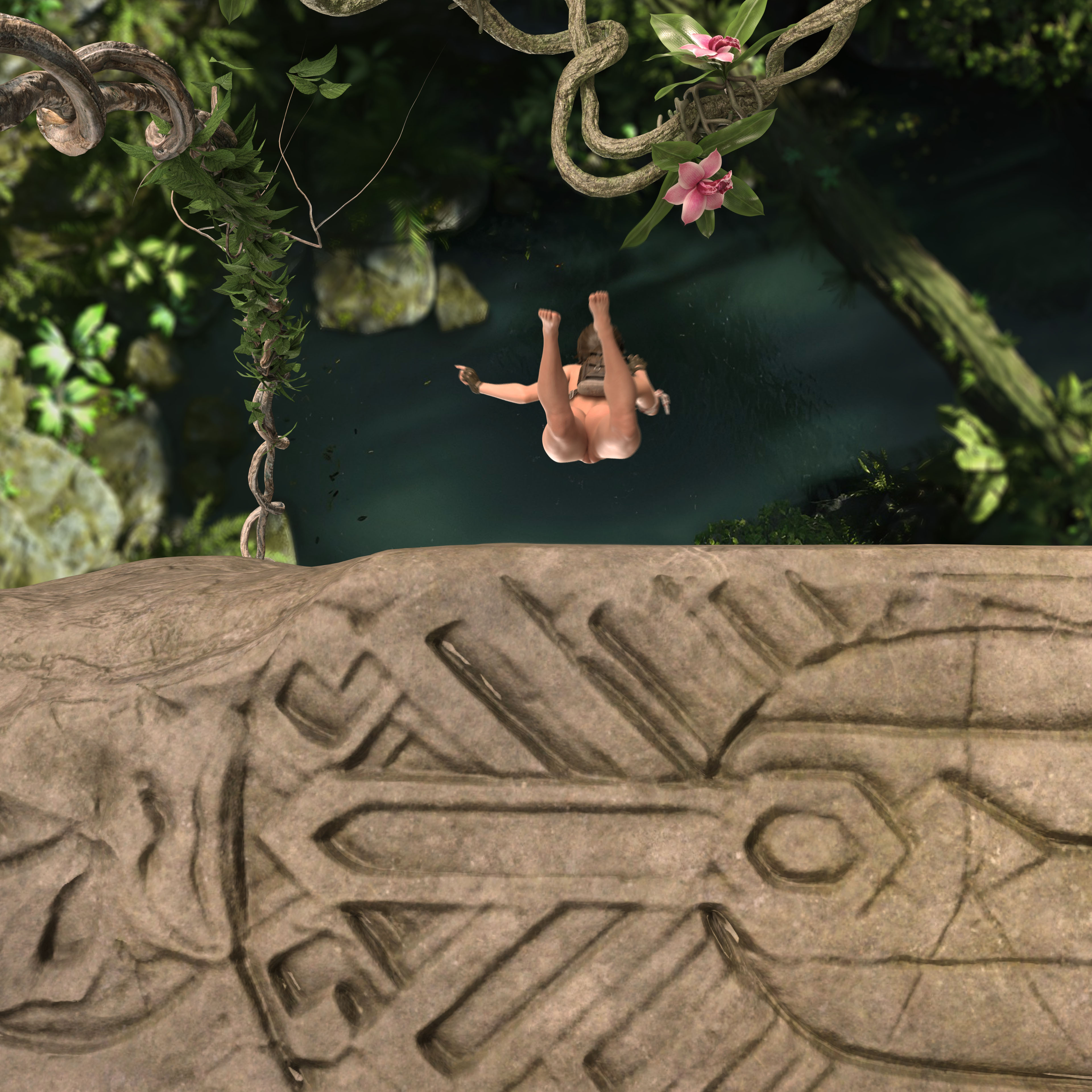 Lara Croft  among the trees... Lara Croft Tomb Raider Adventure Time Nakedfemale Naked Ass Curvy Woman 5