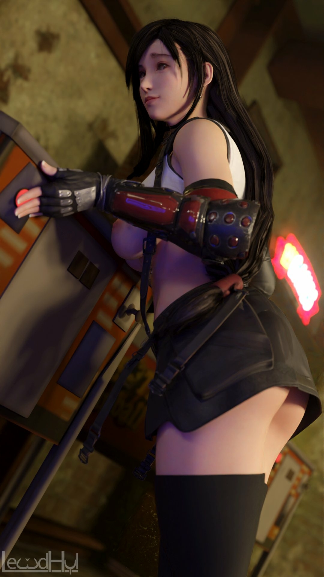 Tifa set Tifa Lockhart Final Fantasy 3d Porn Half Naked Boobs Pink Nipples Pussy Upskirt 3