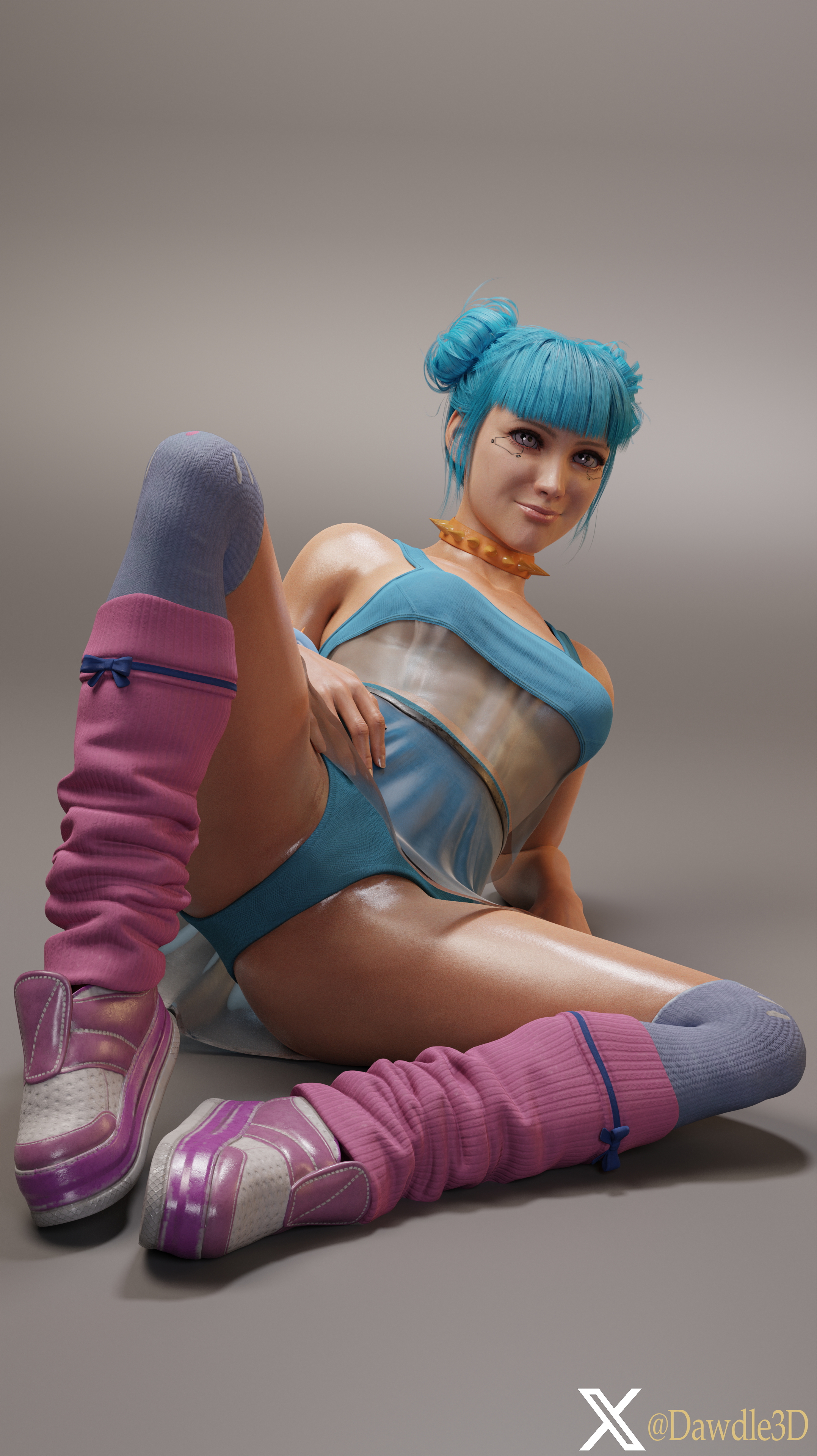 My Blue Moon Practice with Simple Background Cyberpunk2077 Blue Moon 3d Porn Nude 7