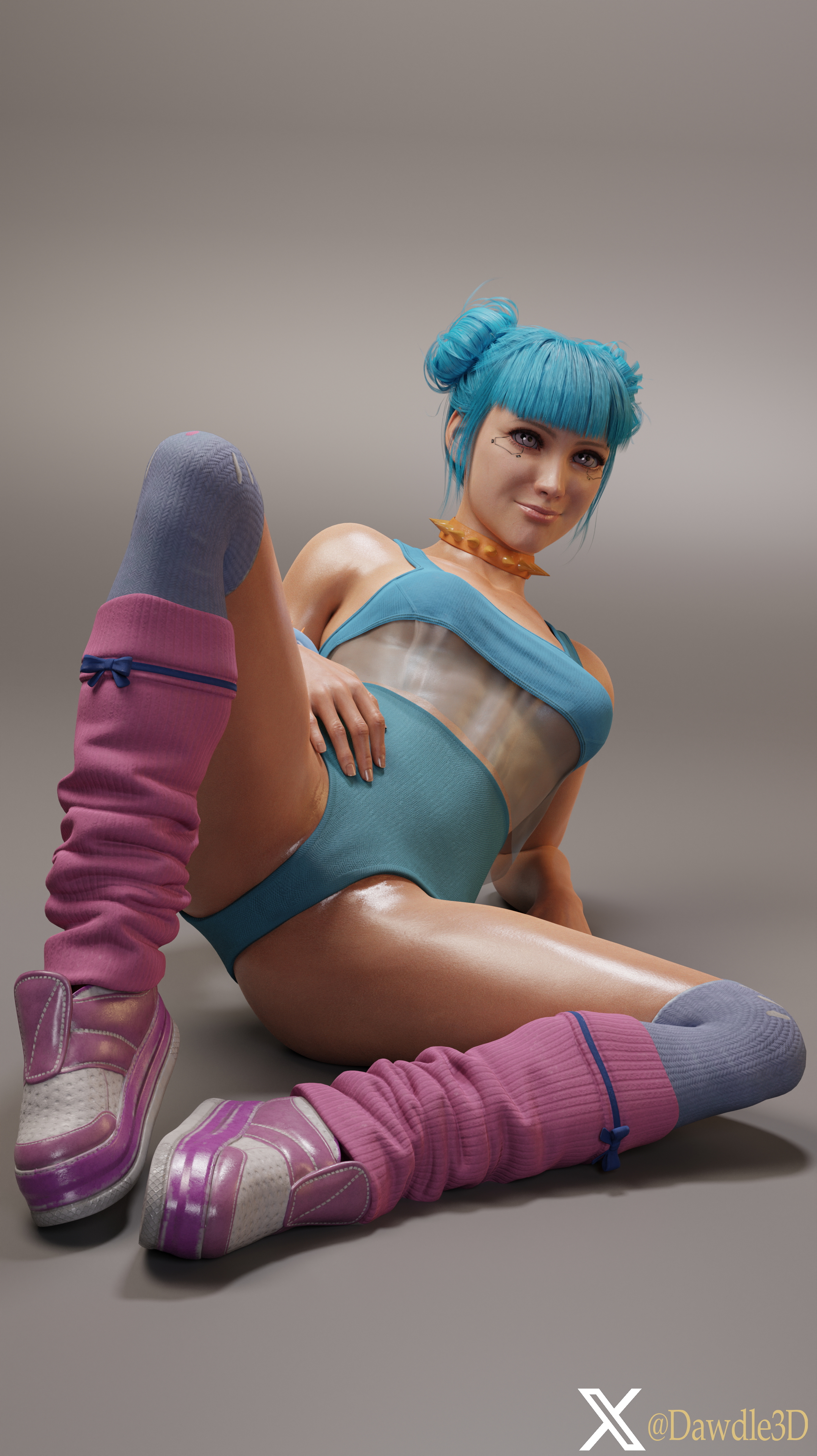 My Blue Moon Practice with Simple Background Cyberpunk2077 Blue Moon 3d Porn Nude 8
