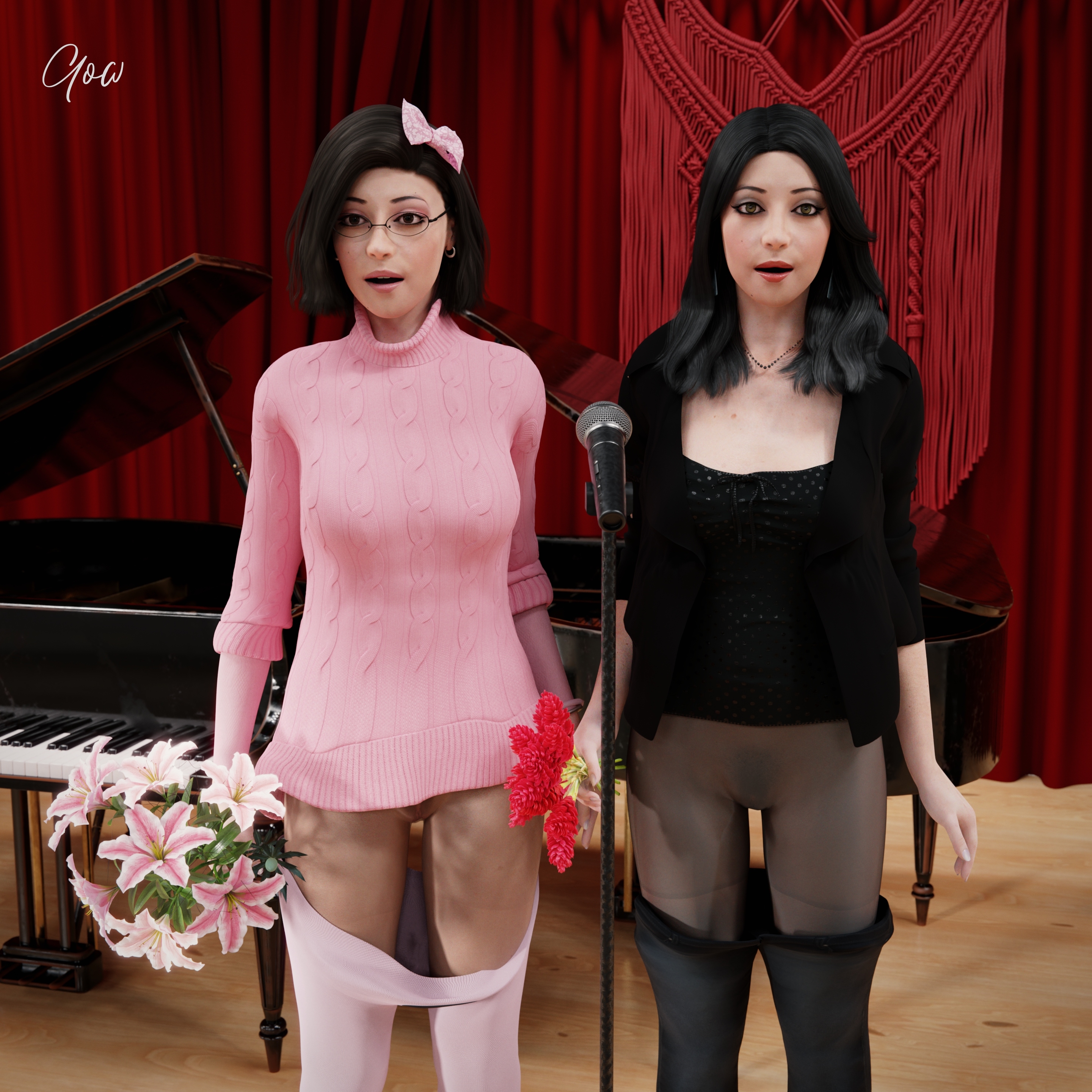 The Great Magician pt1 (Rona and Tiffany)  White Ballerina 3dnsfw Pantyhose Nylon Photorealistic Cosplay Partially_clothed Clothed Clothed/nude Clothing Wet Pussy No Panties Hairy Pussy Milf 3d Girl Sisters Brunette Shoes Party Dress Dress Night Dress Original Character See Through 4