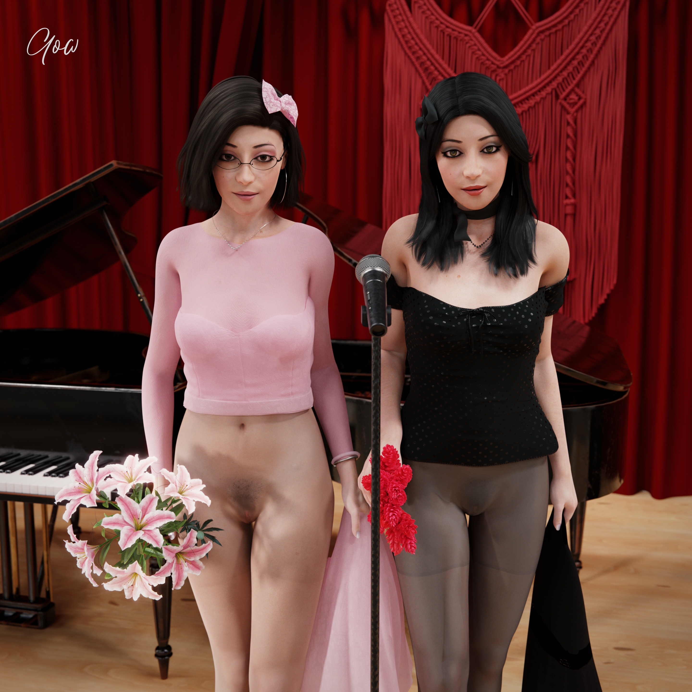 The Great Magician pt1 (Rona and Tiffany)  White Ballerina 3dnsfw Pantyhose Nylon Photorealistic Cosplay Partially_clothed Clothed Clothed/nude Clothing Wet Pussy No Panties Hairy Pussy Milf 3d Girl Sisters Brunette Shoes Party Dress Dress Night Dress Original Character See Through 7