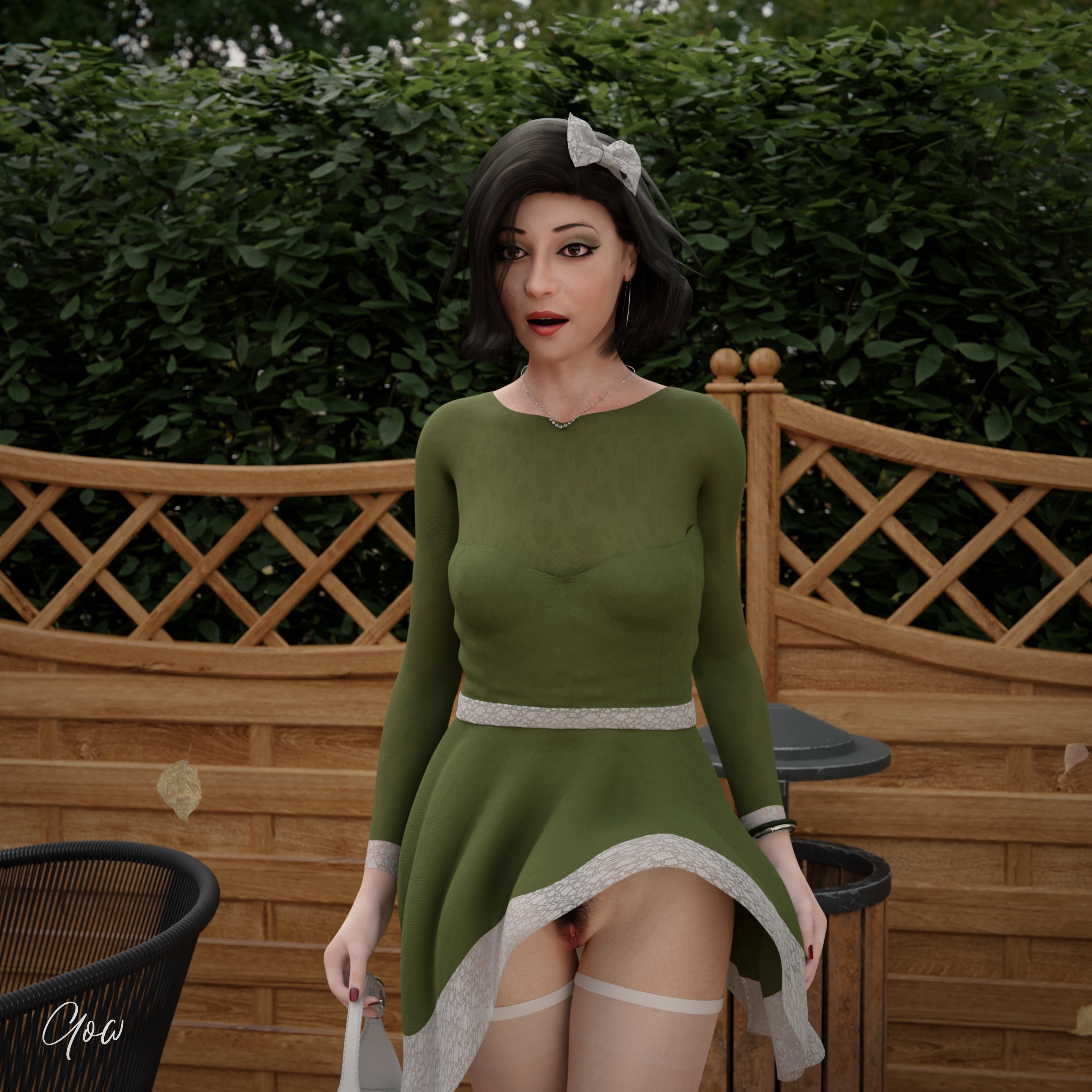 Rona in Greencaffe pt2 (Windy days) White Ballerina Cosplay Nylon Milf Clothed Upskirt Wet Pussy Story Legs Spread Legs Tease Photorealistic No Panties Dress Partially_clothed Outdoor Party Dress Lifted_skirt Skirt Original Character 13