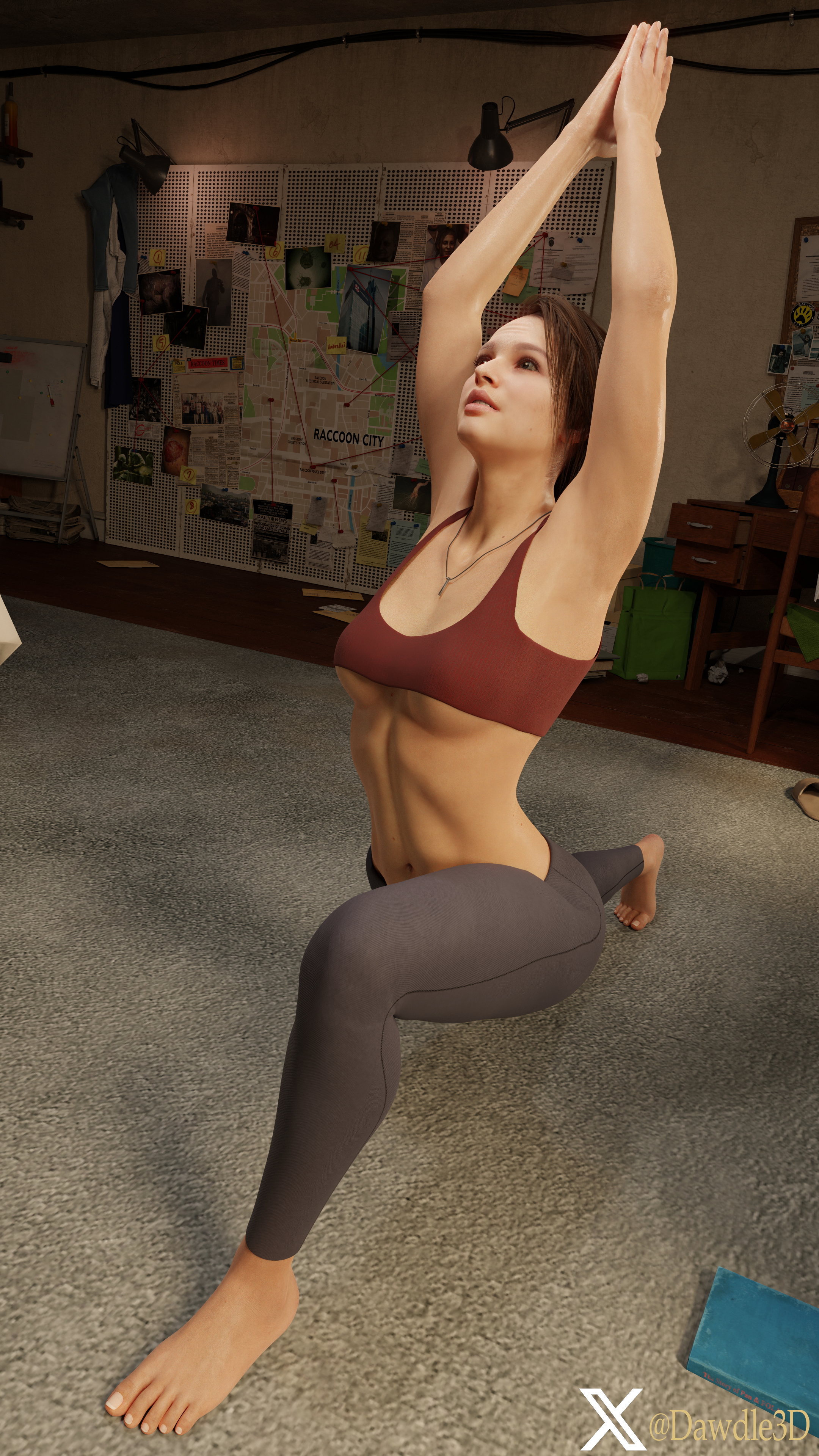 Jill doing Yoga 03 Resident Evil Resident Evil 3 Remake Jill Valentine 3d Porn Yoga Feet Nude 7