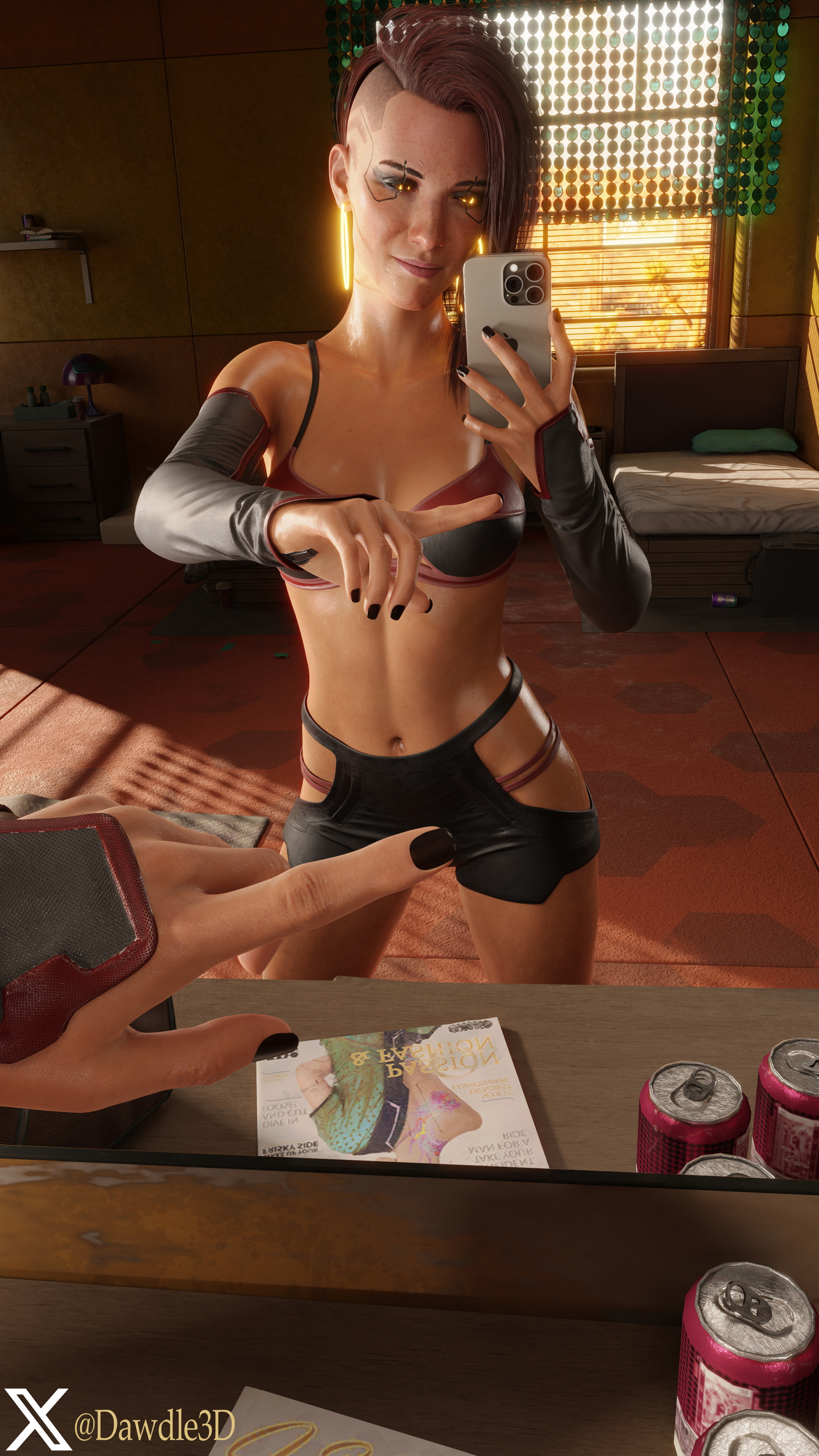 V 1 Finger Selfie Cyberpunk2077 V Cyberpunk 3d Porn Latex Nude Selfie 6