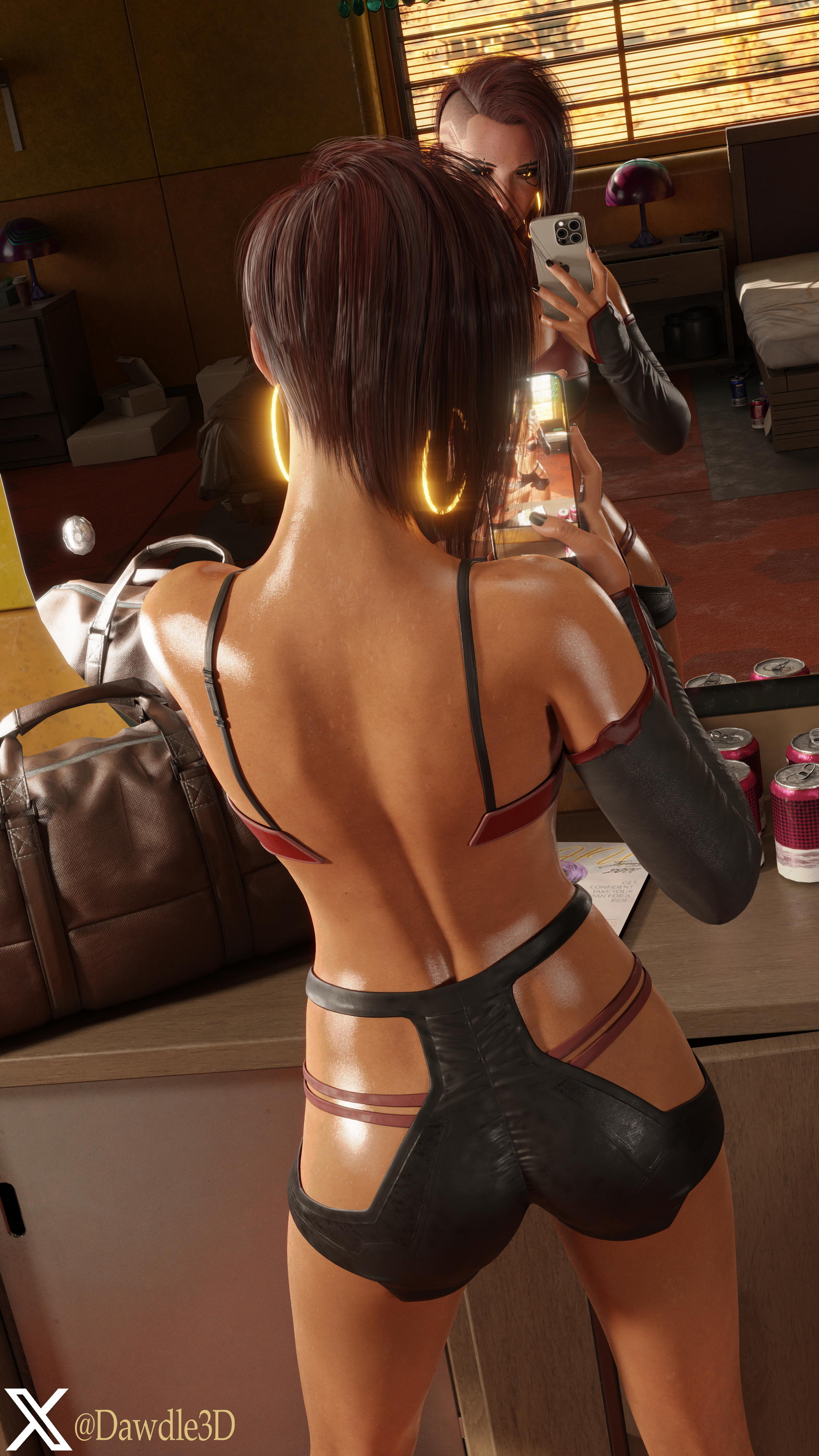 V 1 Finger Selfie Cyberpunk2077 V Cyberpunk 3d Porn Latex Nude Selfie 10