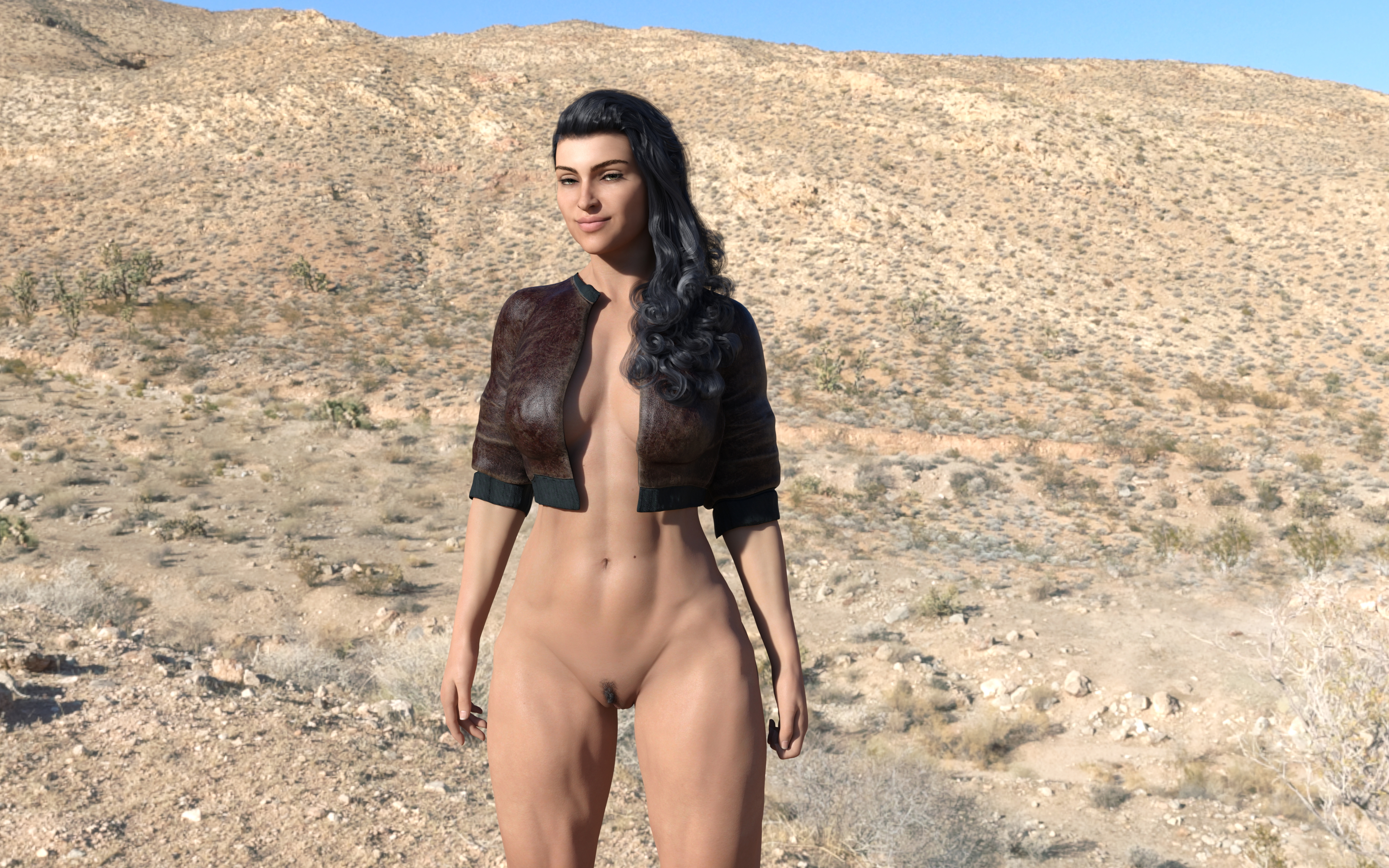 Muscular girl  3d Porn Solo Female Looking At Viewer Pubic Hair Muscular Girl