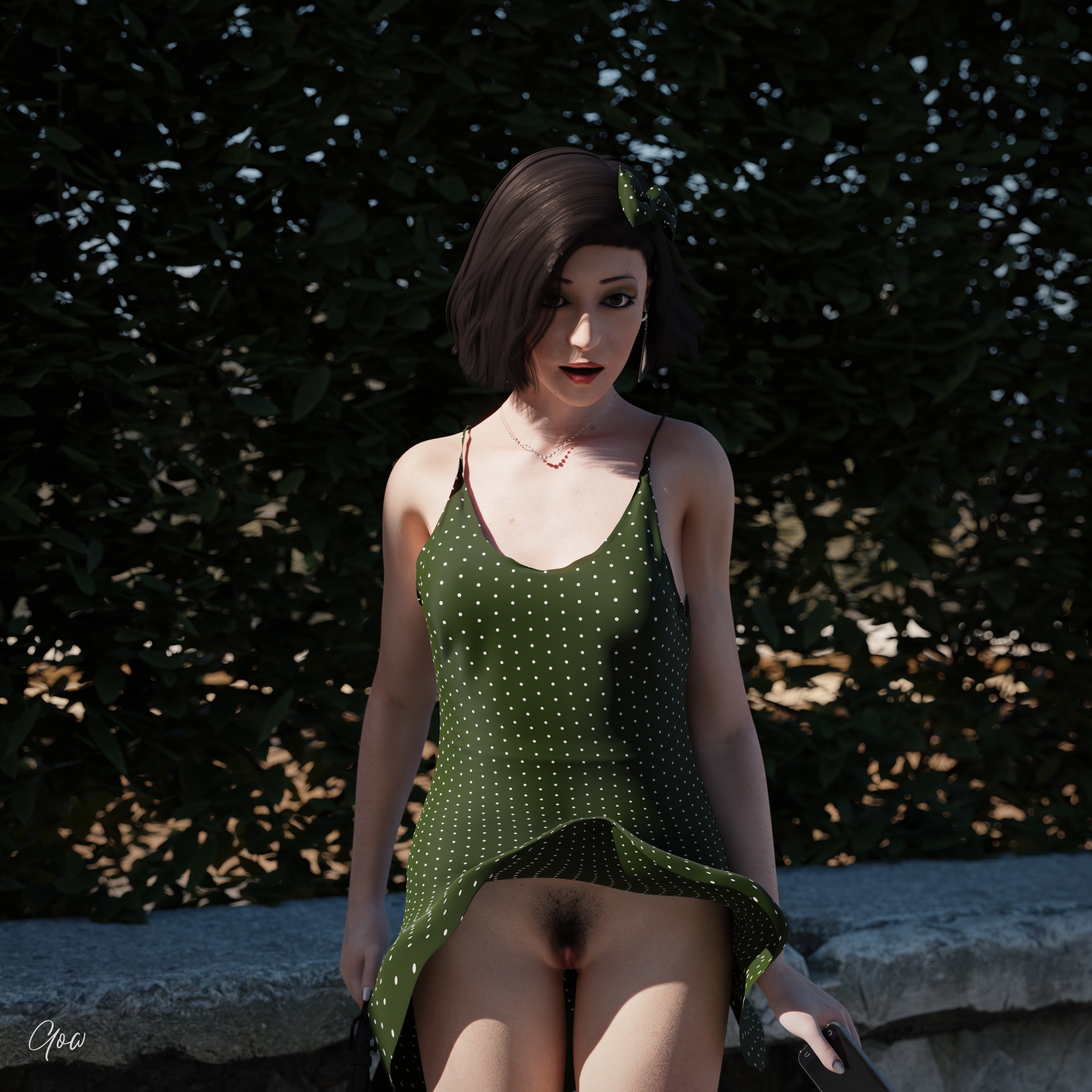 Dotted green and the wind - PT1 White Outdoor Lady Secretary Photoshoot Clothed Skirt Upskirt Pussy Wet Pussy Legs Sexy Sexyhot Photorealistic No Panties High Heels Hairy Pussy Party Dress Milf Natural Boobs Natural Tits