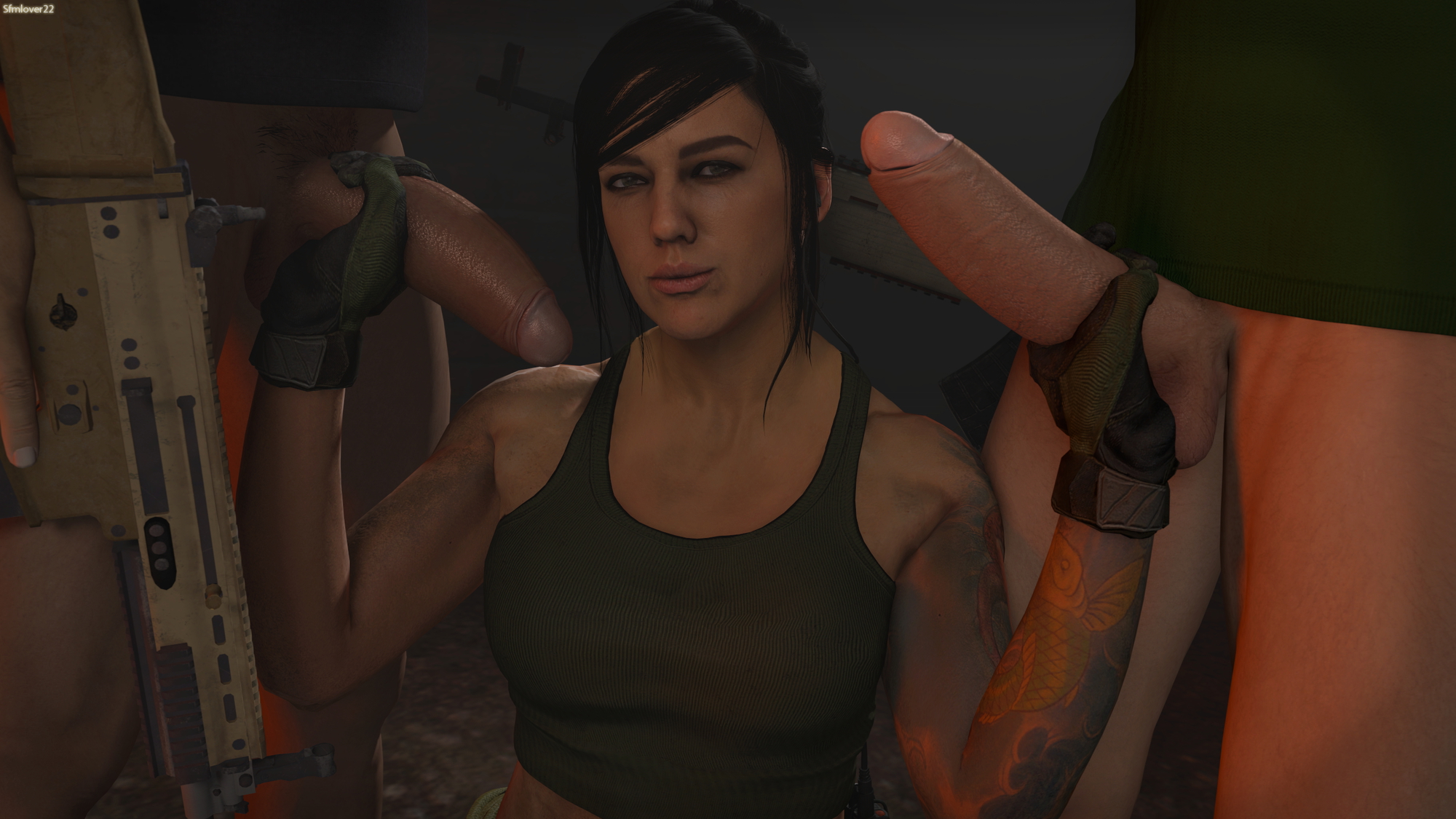 2 cocks in Maras hands Mara (call Of Duty) Call Of Duty Handjob Threesome
