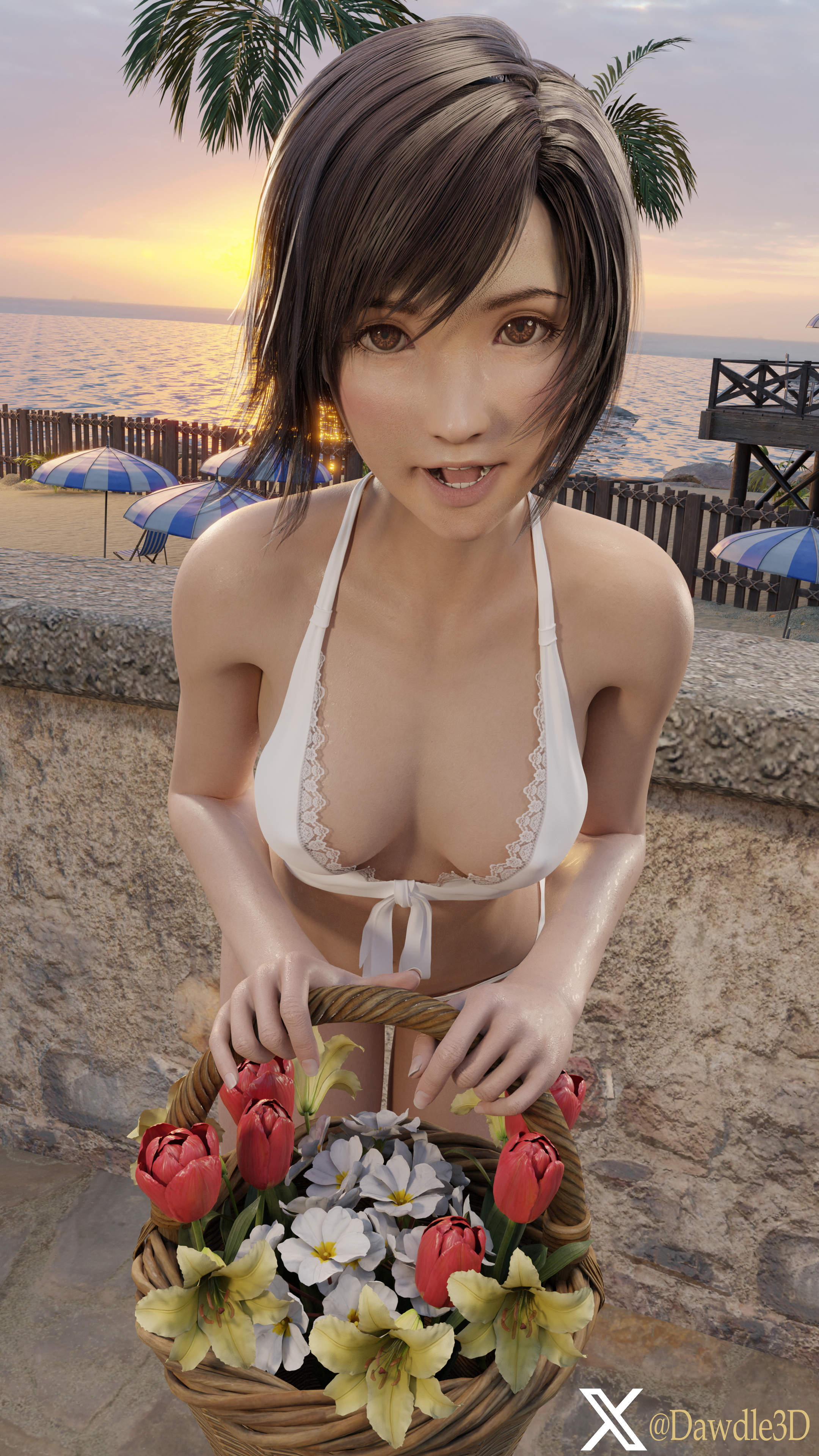 Yuffie on the Beach Final Fantasy Final Fantasy 7 Remake Yuffie Kisaragi 3d Porn Bikini Beach Nude 2