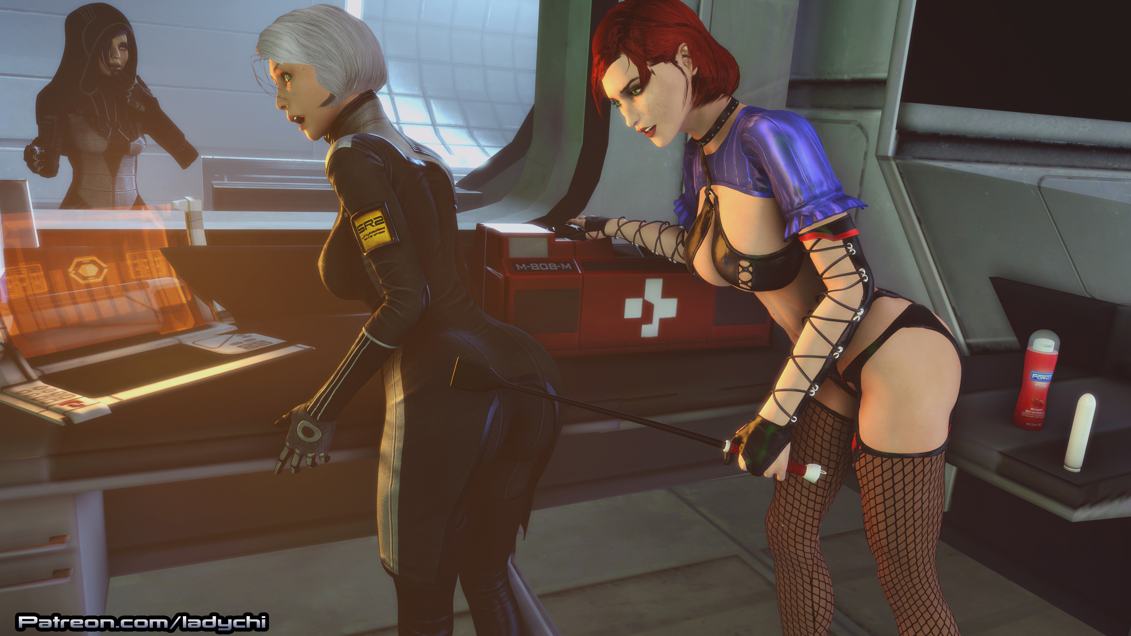 Shep was called in for her physical  but she shows the Milf doctor Who s boss! Mass Effect Commander Shepard Spanking Kinky Mature Woman Milf Lesbian Video Games Lesbians Sfm Ass Nude Naked Femshep Boobs Lingerie 3