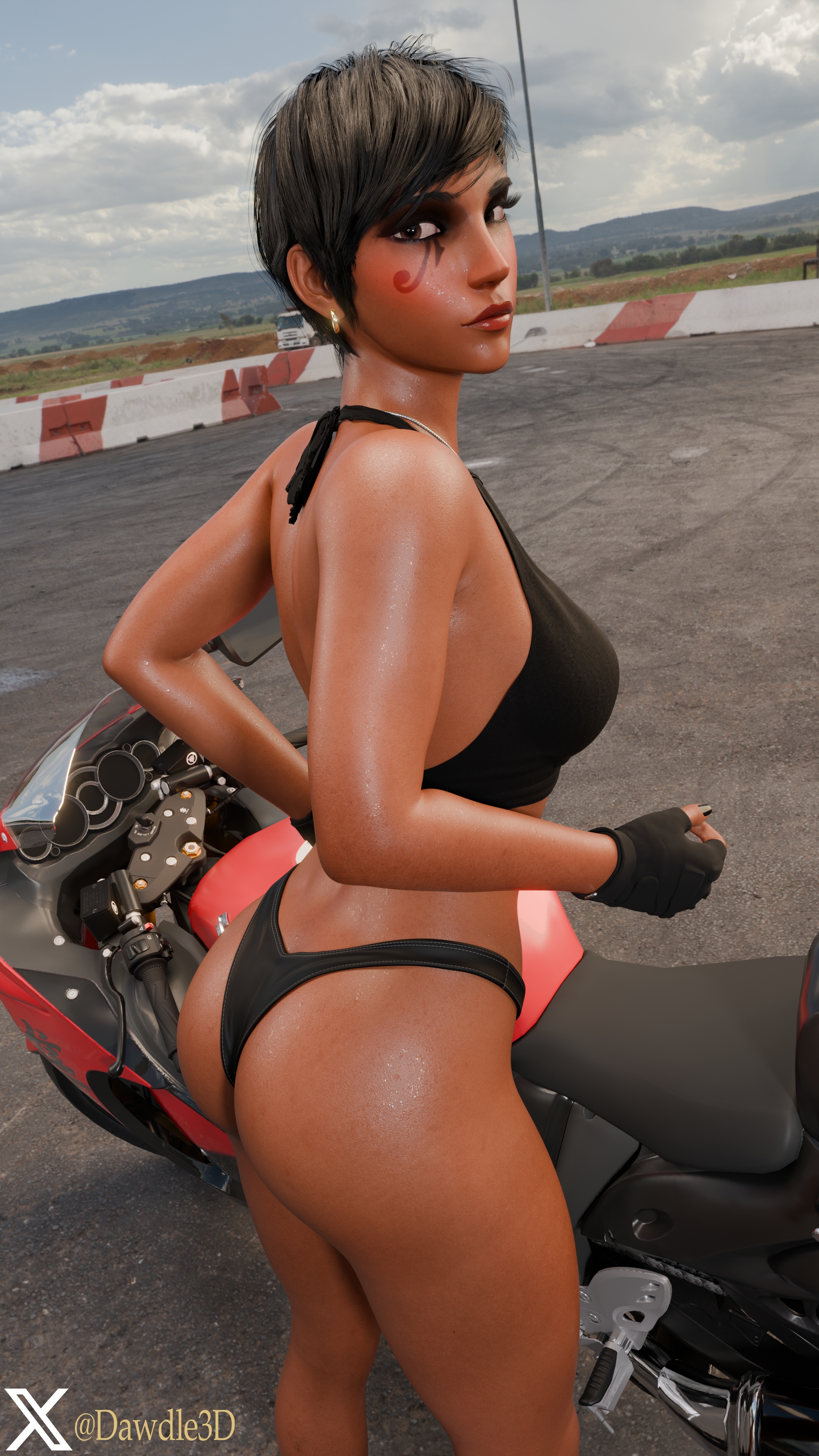 Pharah Biker Girl 01 Overwatch Pharah Pharah (overwatch) 3d Porn Biker Motorcycle Sunglasses Nude 8