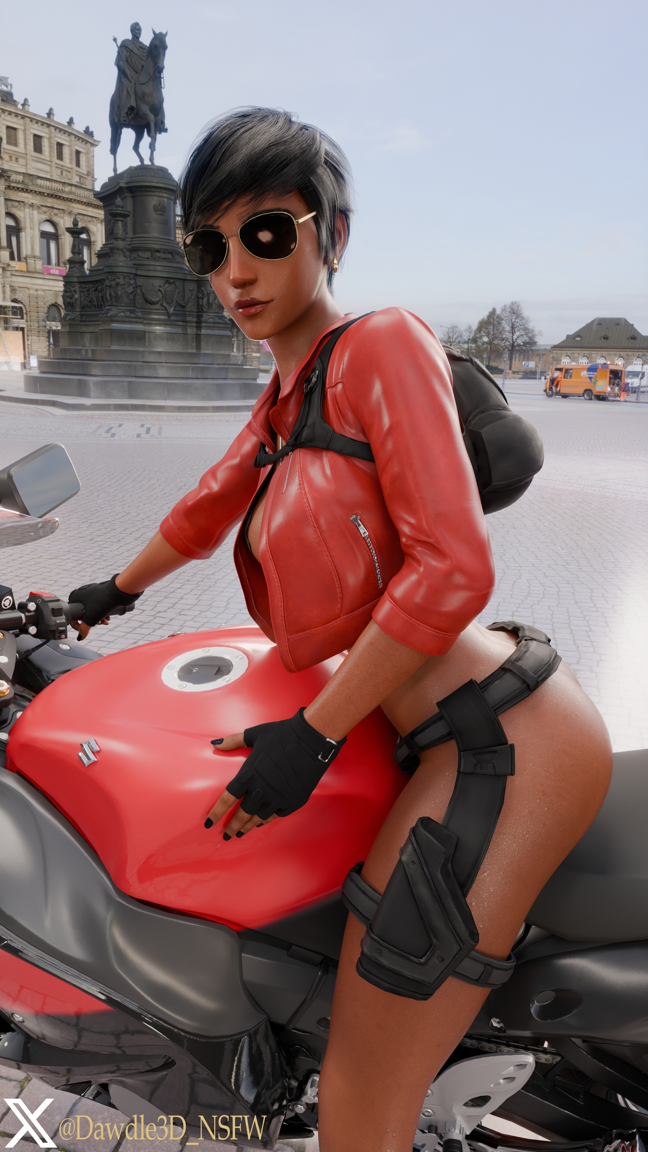 Pharah Biker Girl 02 Overwatch Pharah Pharah (overwatch) 3d Porn Biker Sunglasses Motorcycle Nude 5