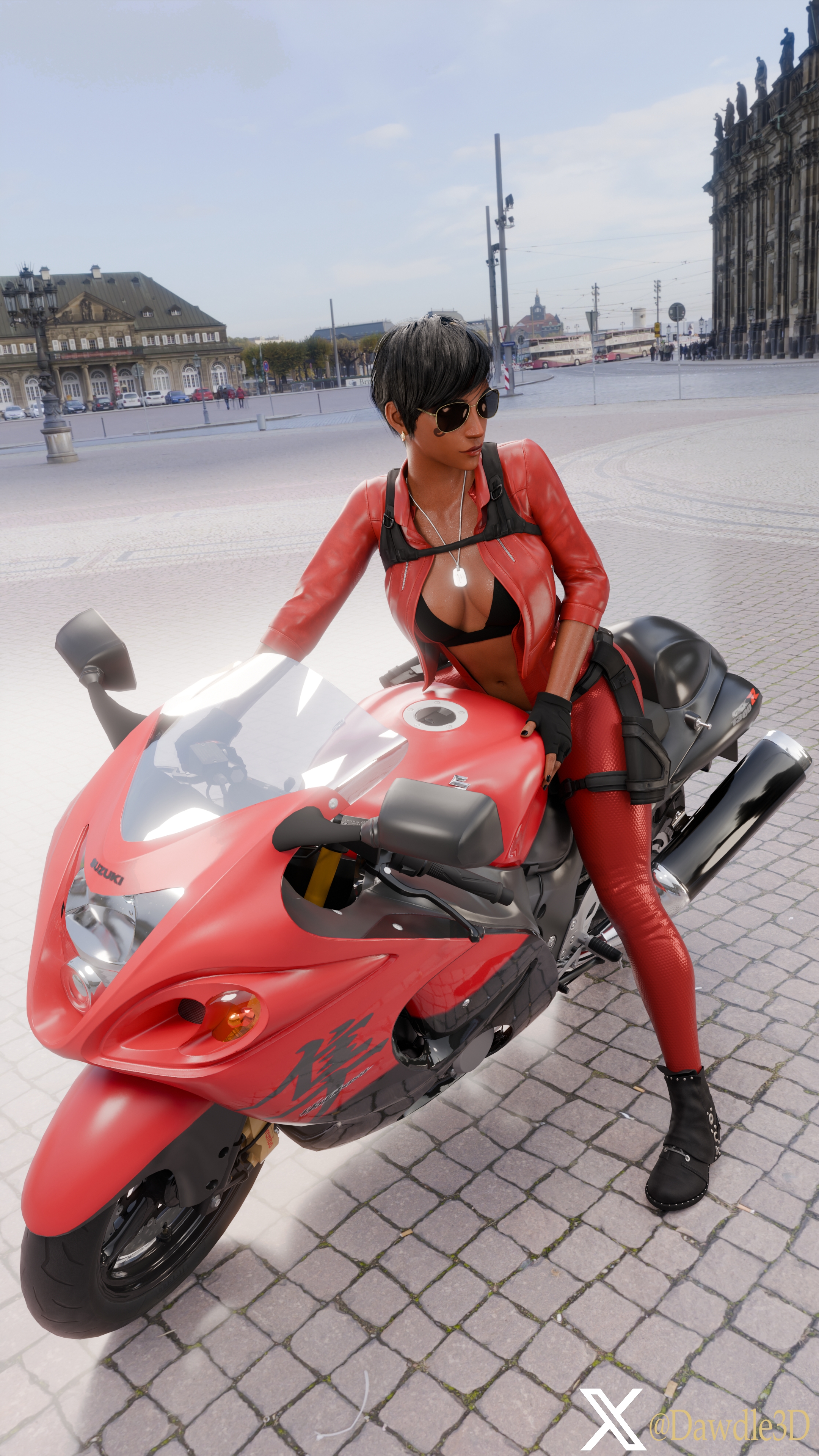 Pharah Biker Girl 02 Overwatch Pharah Pharah (overwatch) 3d Porn Biker Sunglasses Motorcycle Nude 6